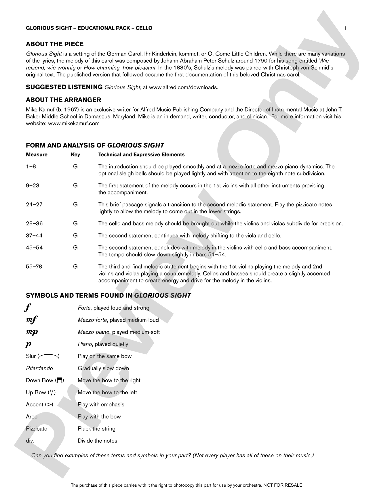 Glorious Sight: Cello Educational Pack