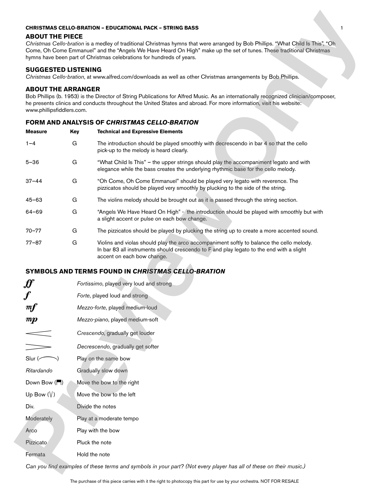 Christmas Cello-bration: Bass Educational Pack