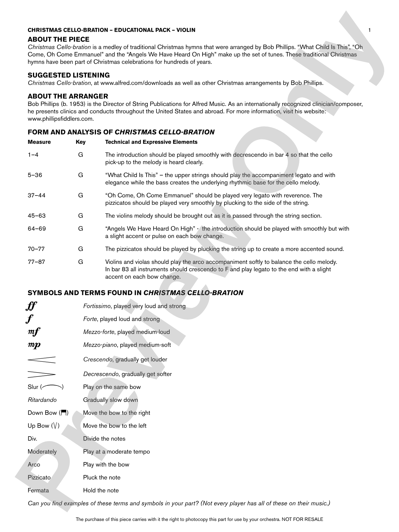 Christmas Cello-bration: Violin Educational Pack