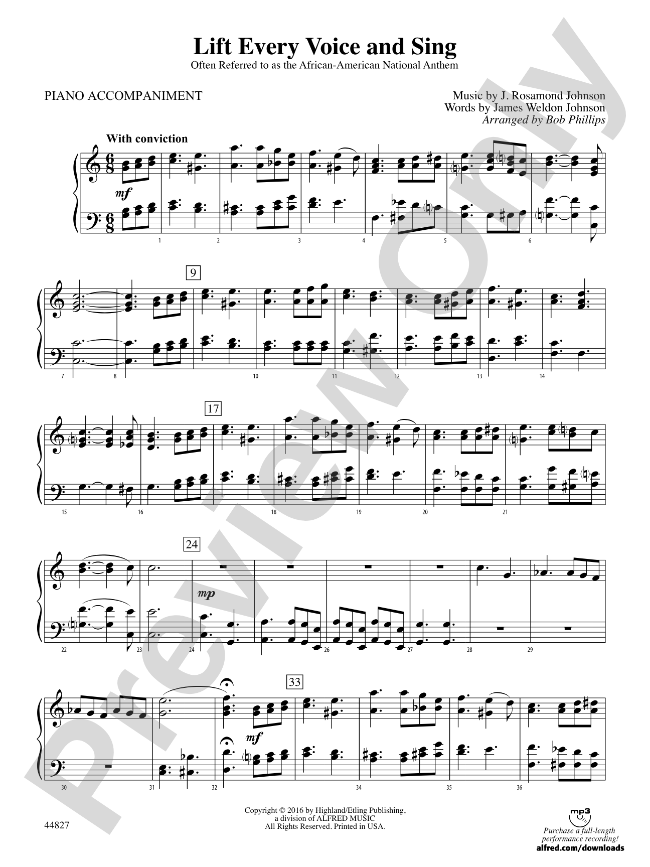 Lift Every Voice and Sing: Piano Accompaniment