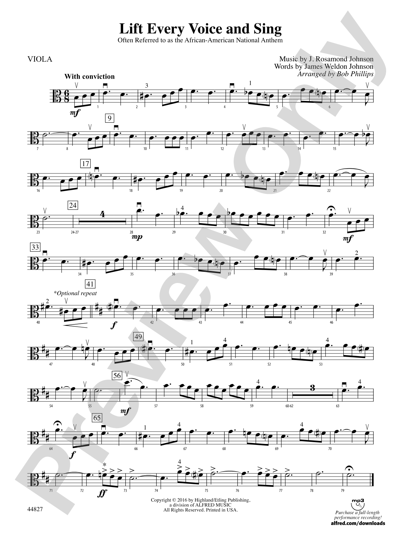 Lift Every Voice and Sing: Viola