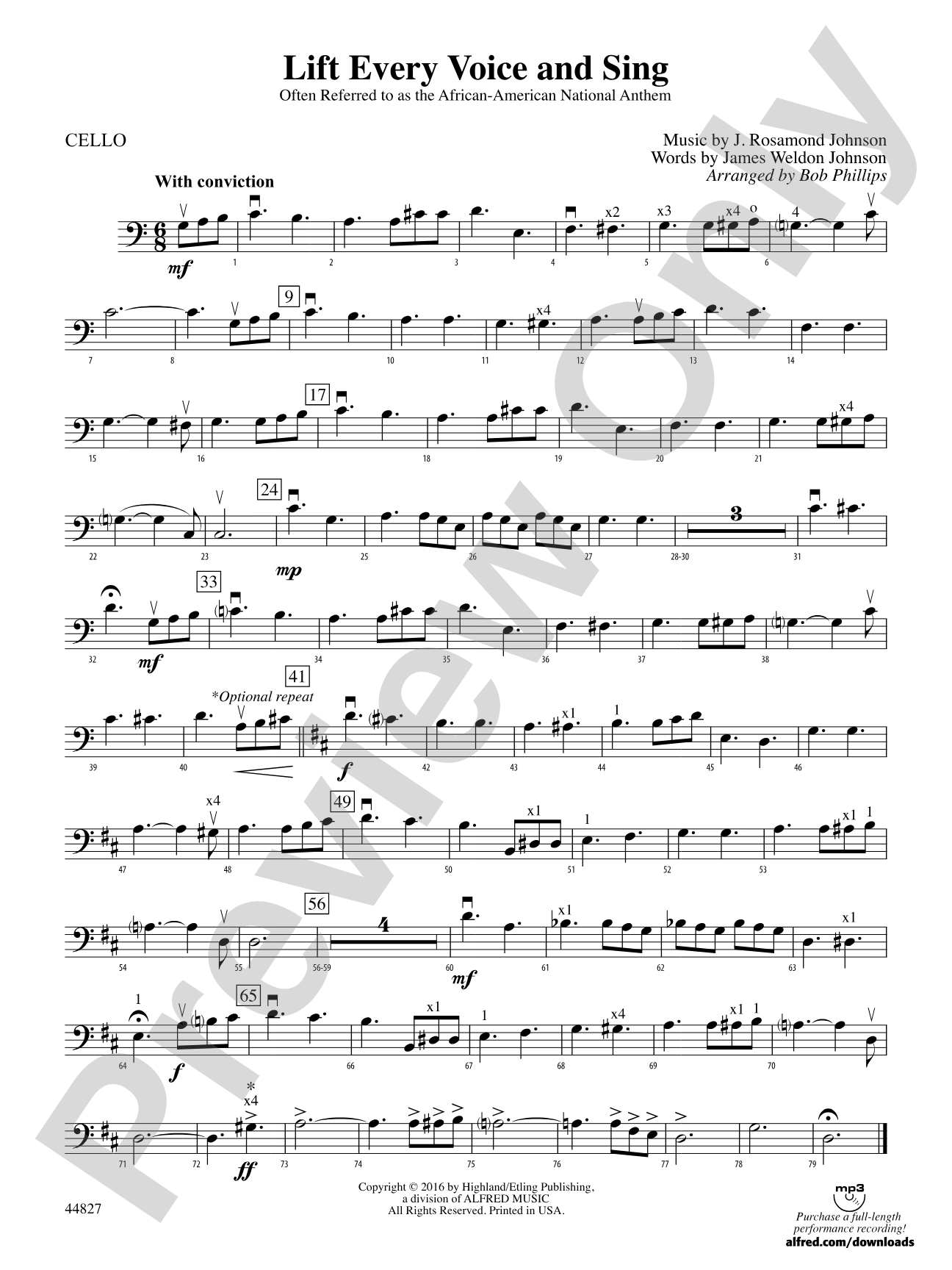 Lift Every Voice and Sing: Cello