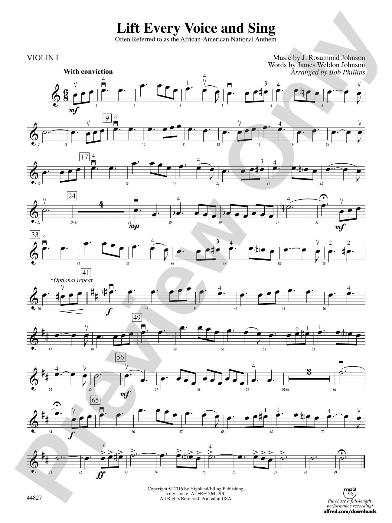 Lift Every Voice and Sing: 1st Violin