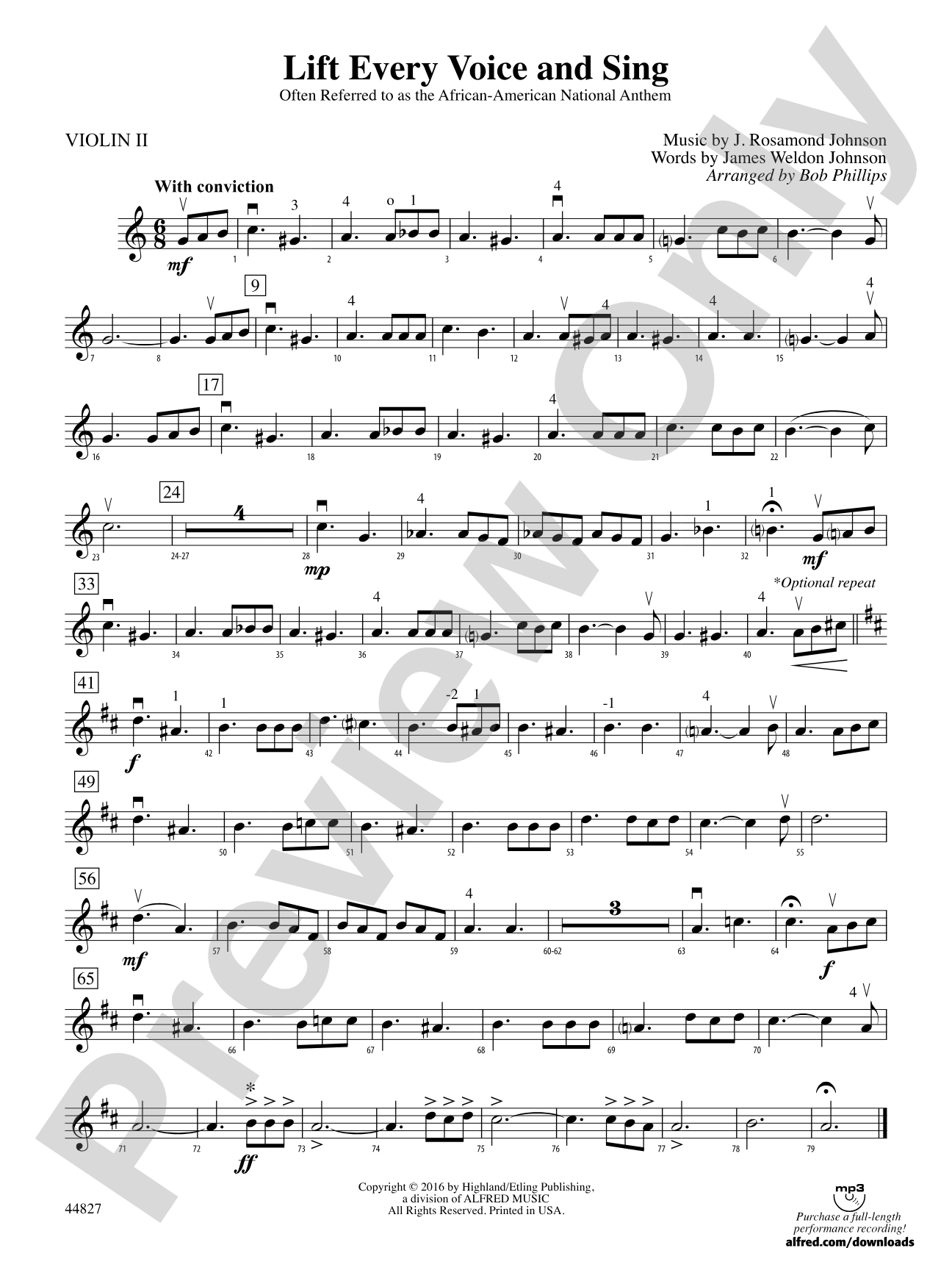 Lift Every Voice and Sing: 2nd Violin