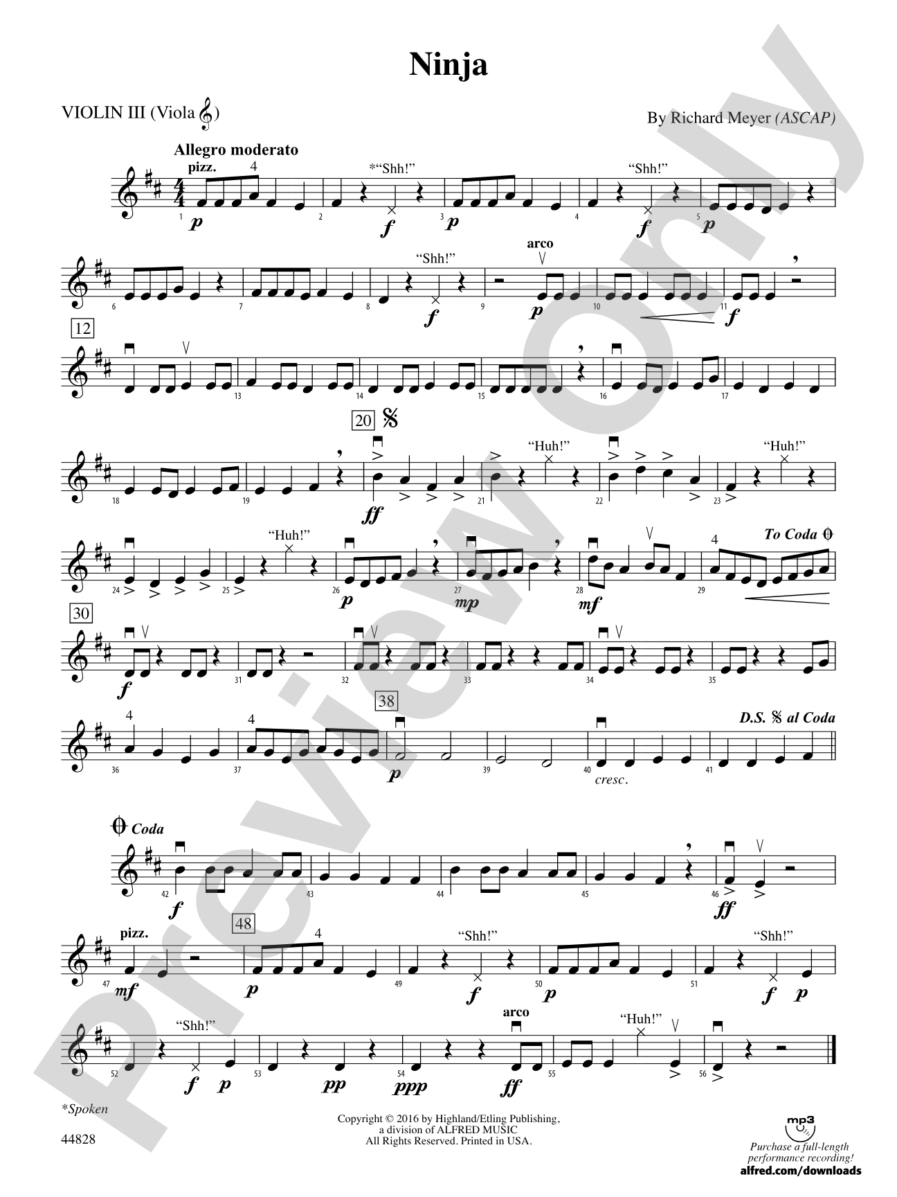 Ninja: 3rd Violin (Viola [TC])