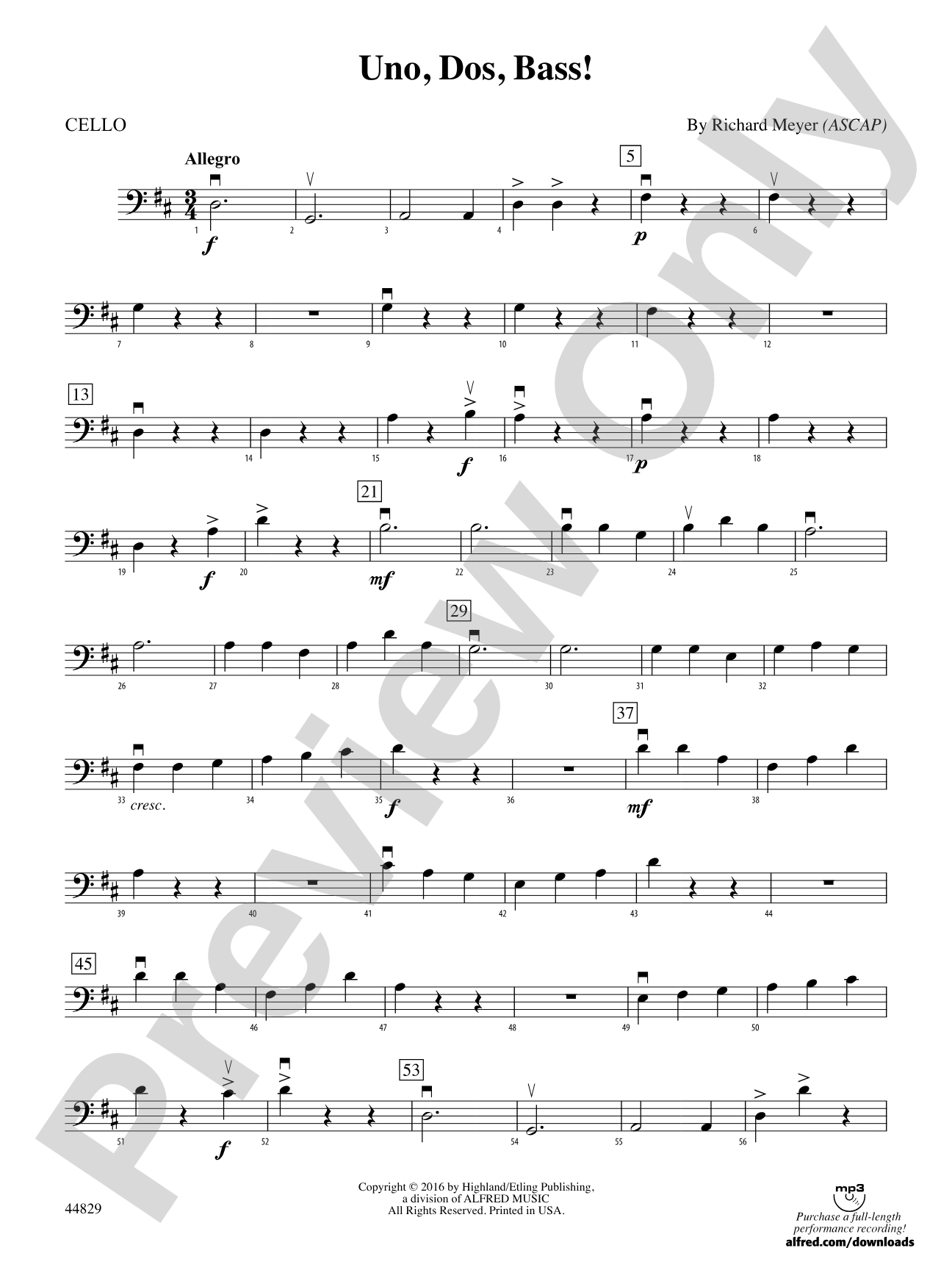 Uno, Dos, Bass!: Cello