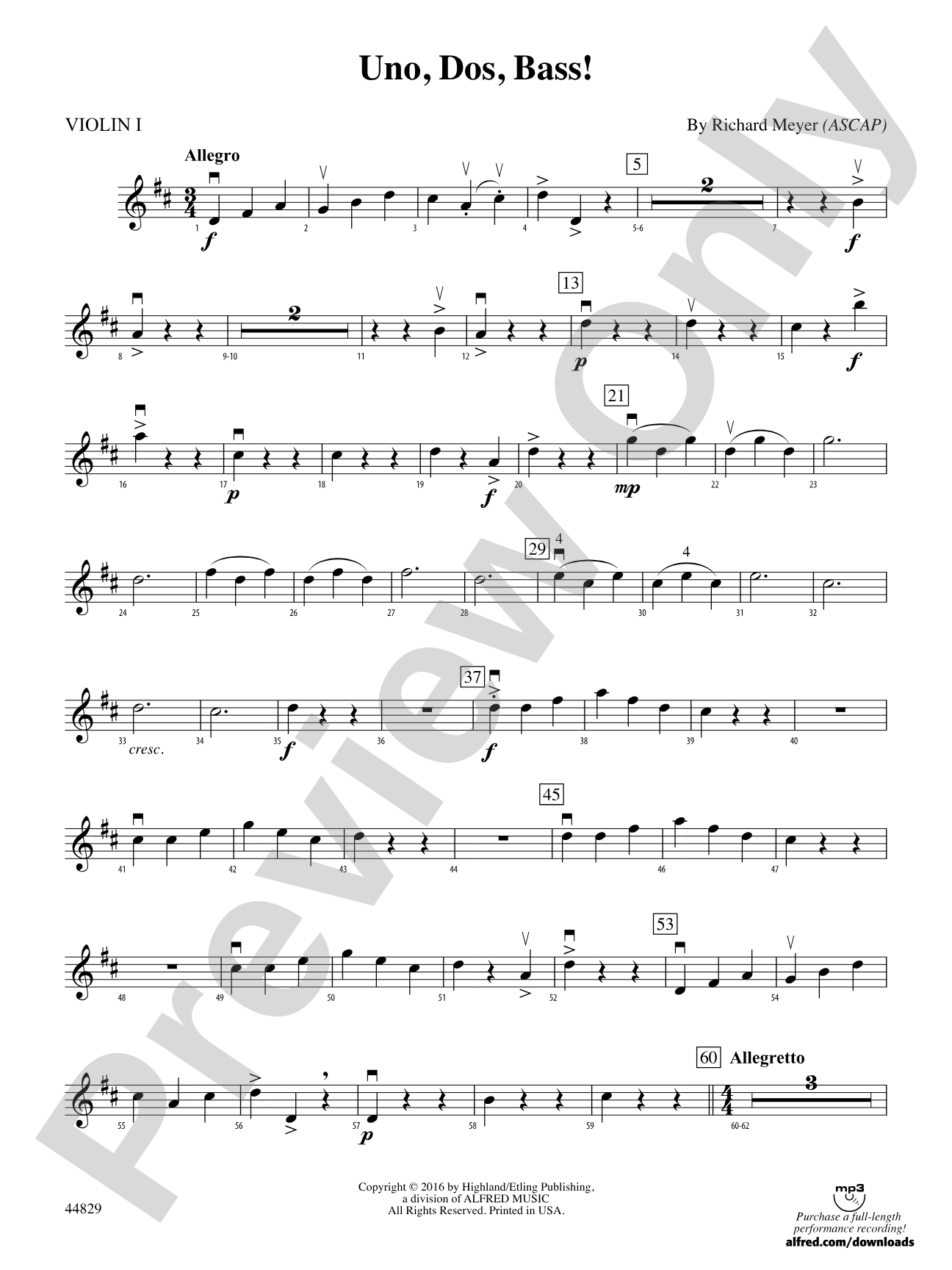Uno, Dos, Bass!: 1st Violin