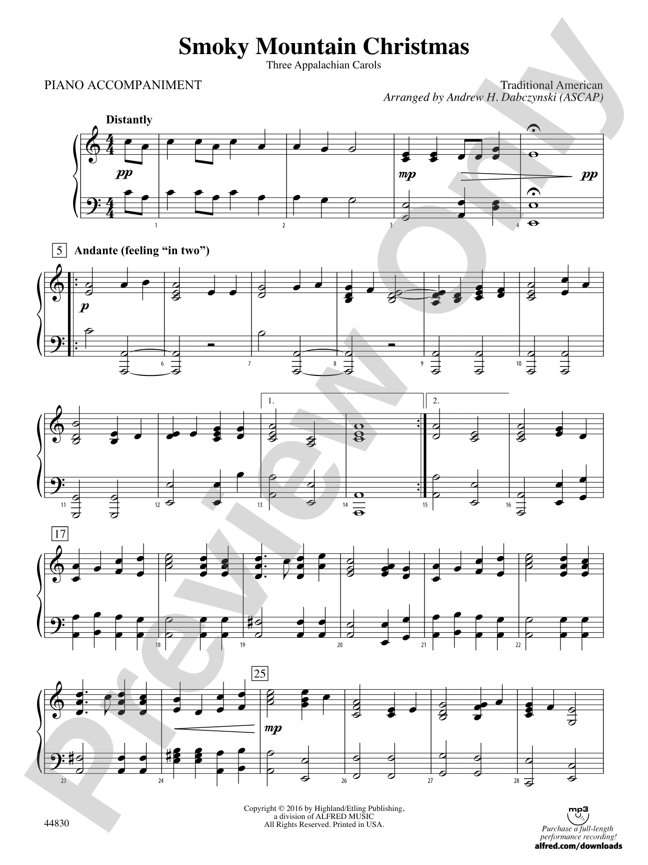 Smoky Mountain Christmas: Piano Accompaniment