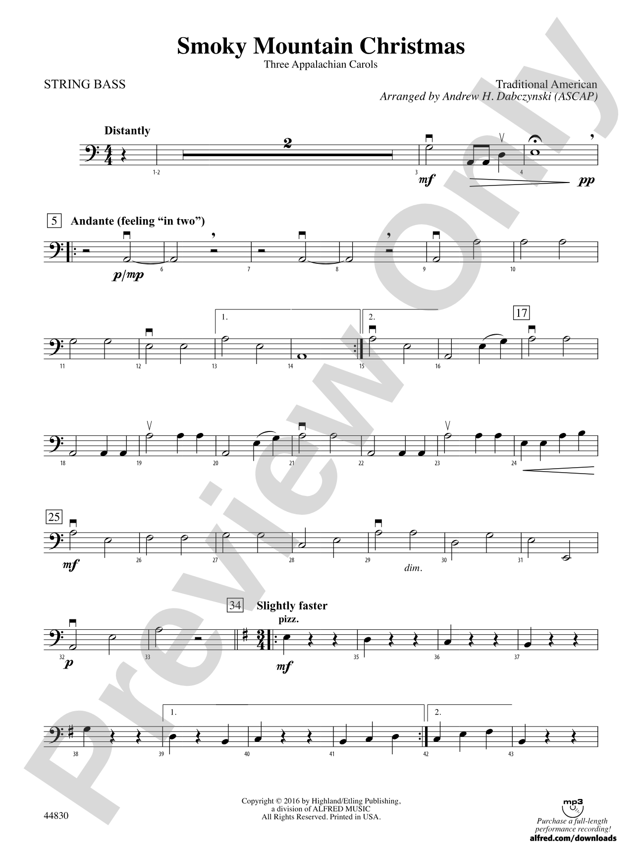 Smoky Mountain Christmas: String Bass
