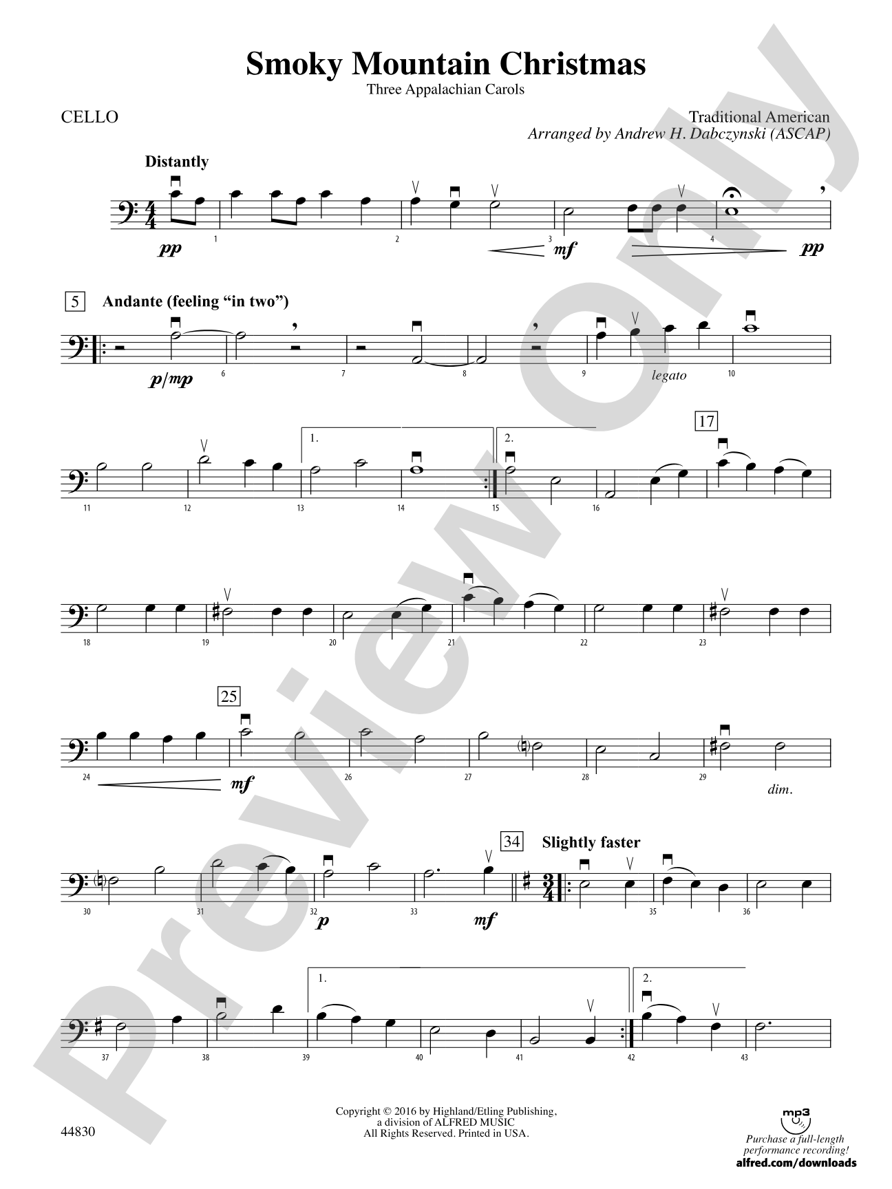 Smoky Mountain Christmas: Cello