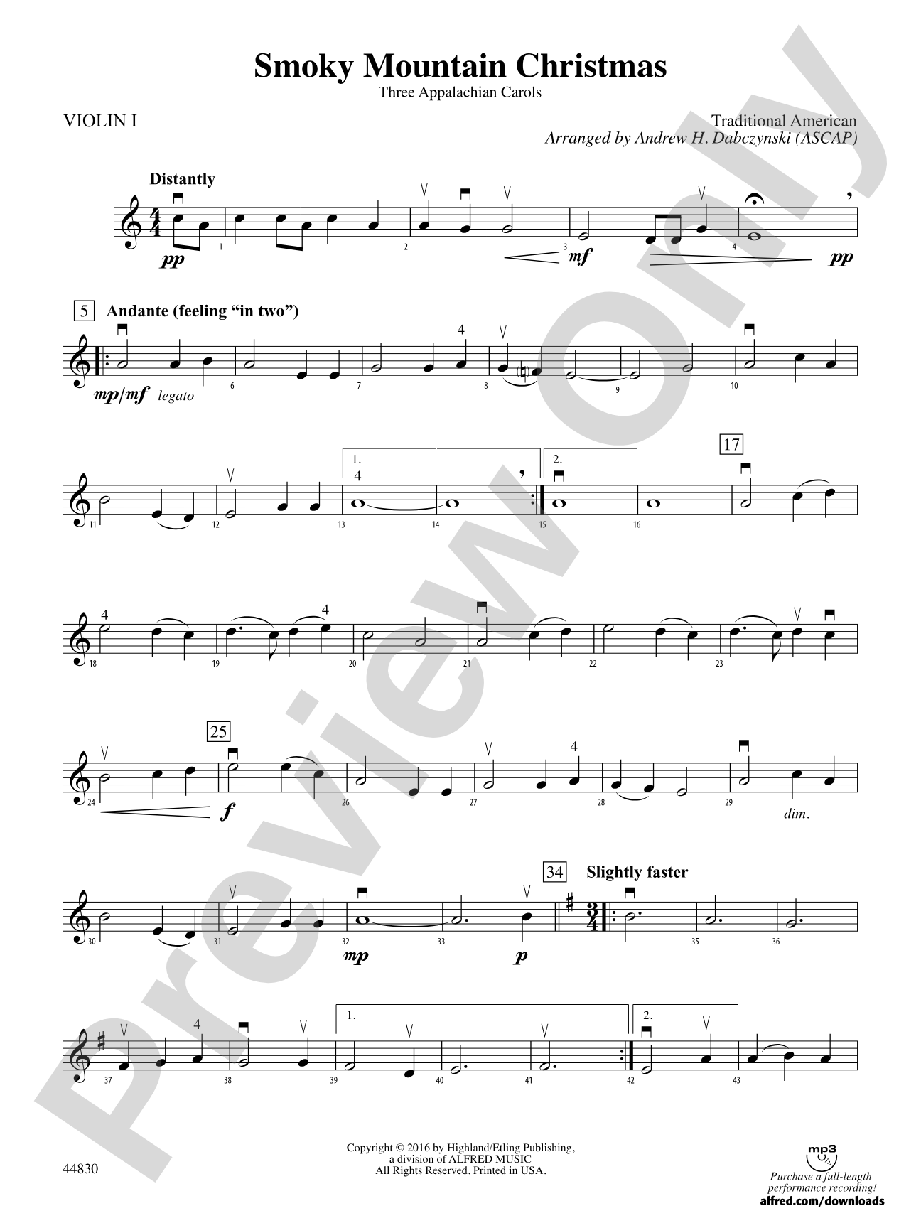 Smoky Mountain Christmas: 1st Violin