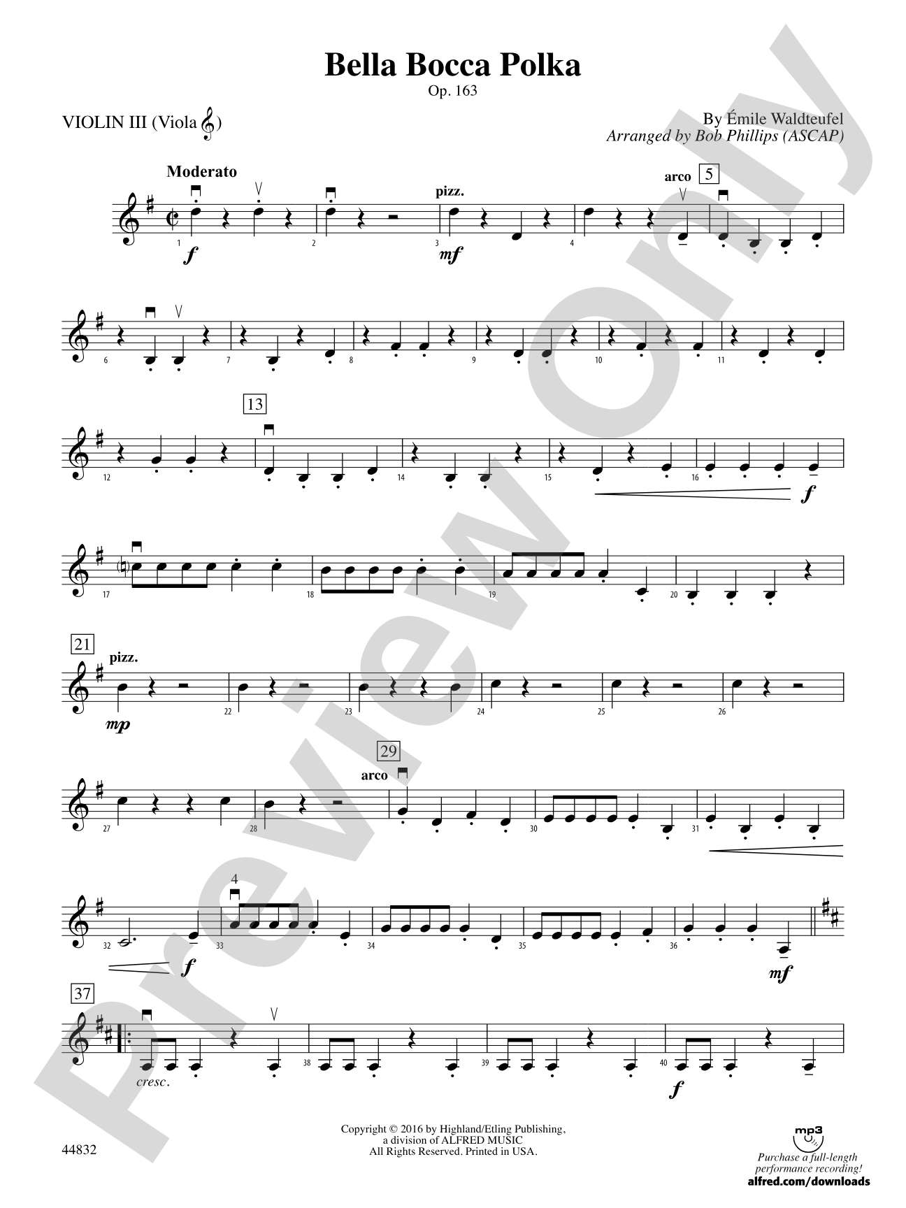 Bella Bocca Polka: 3rd Violin (Viola [TC])