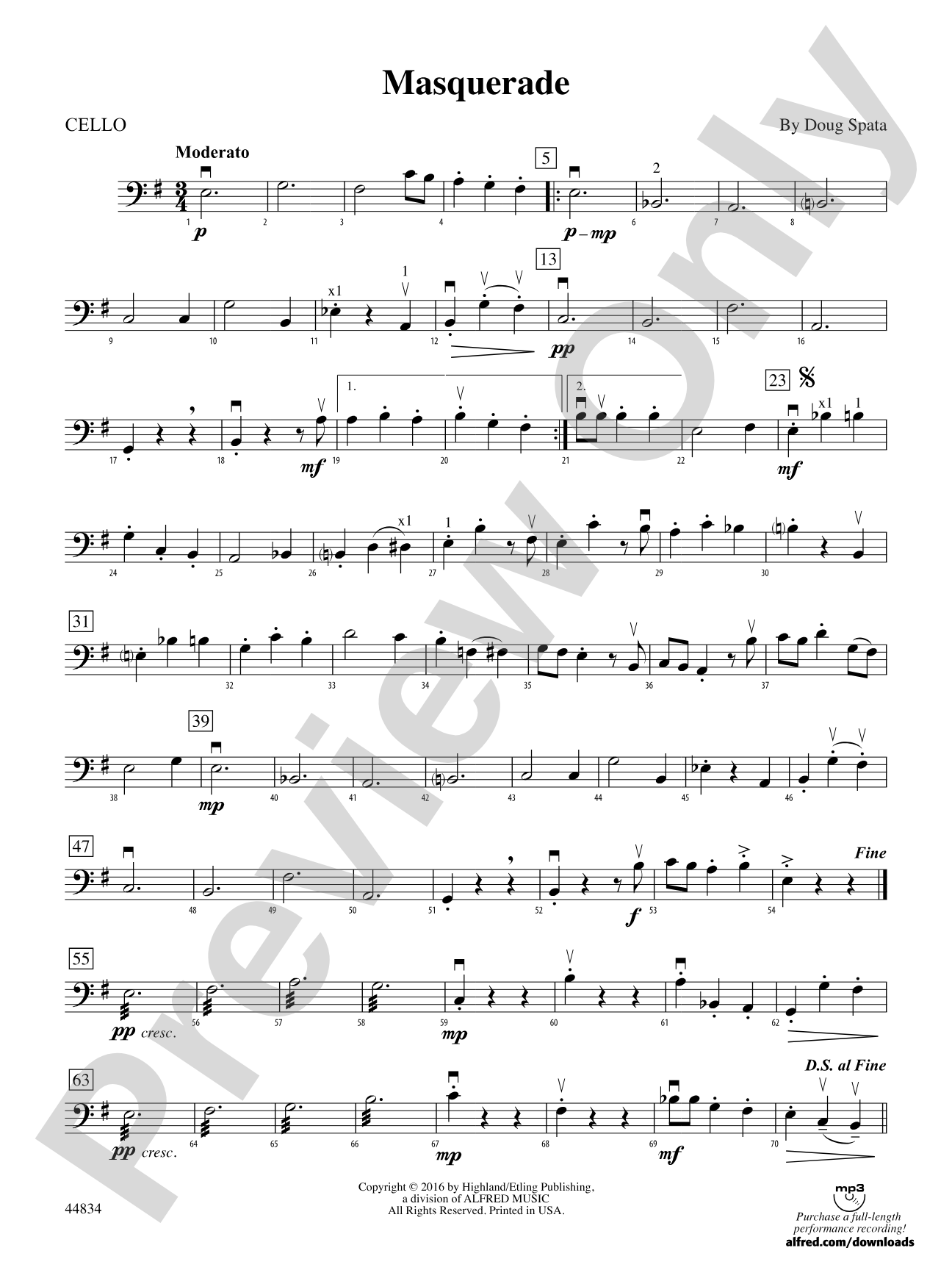 Masquerade: Cello