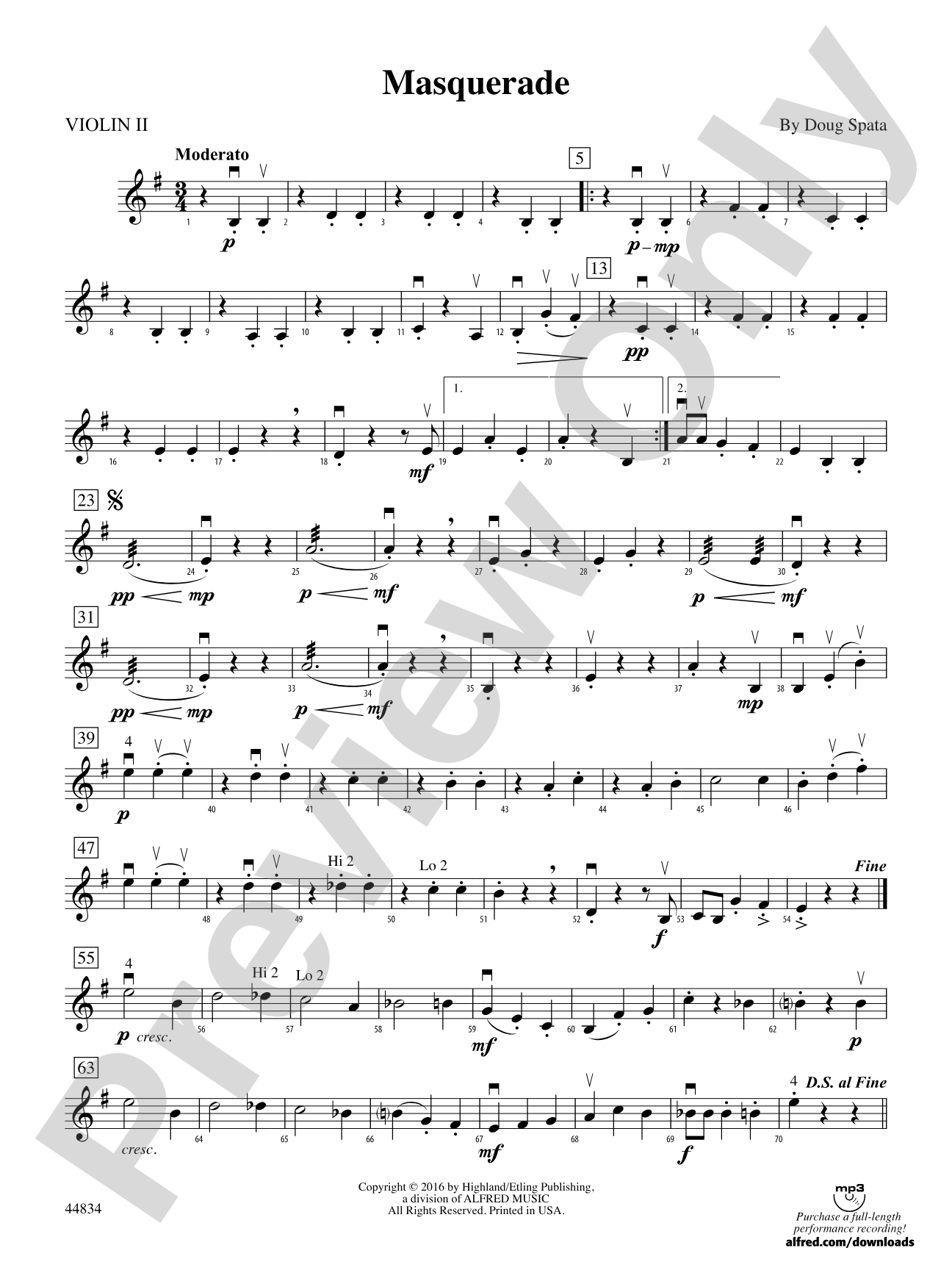 Masquerade: 2nd Violin