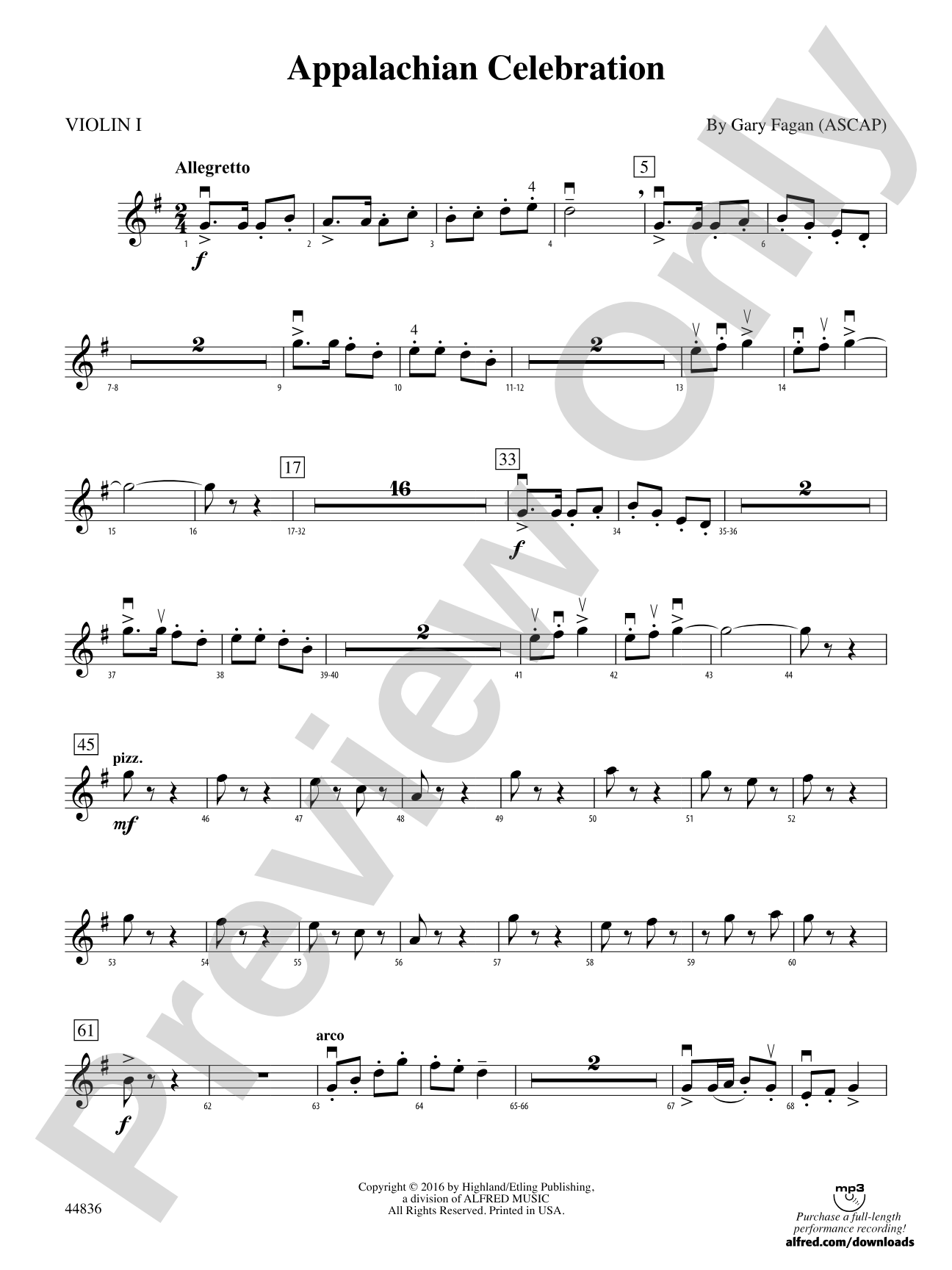 Appalachian Celebration: 1st Violin