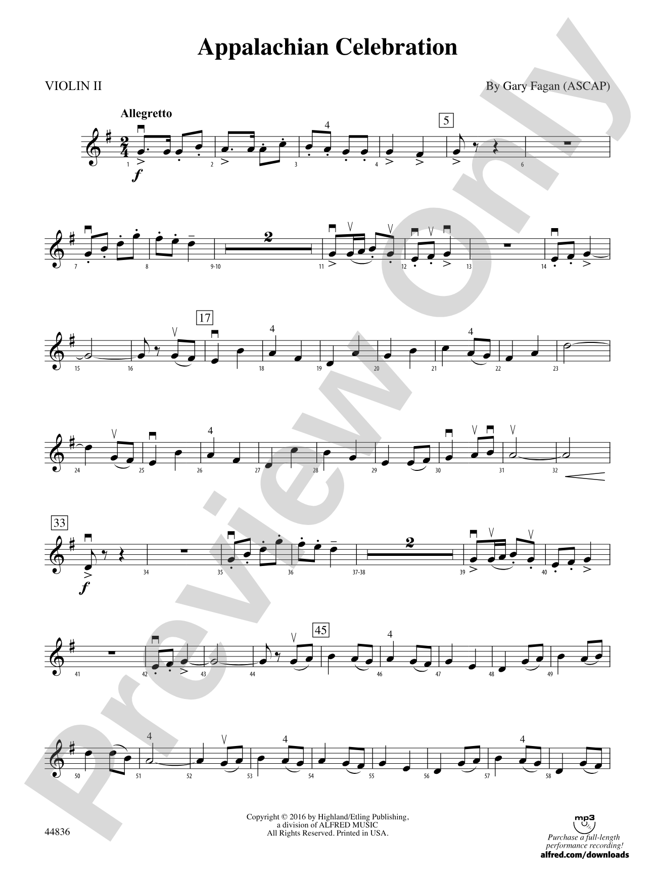 Appalachian Celebration: 2nd Violin
