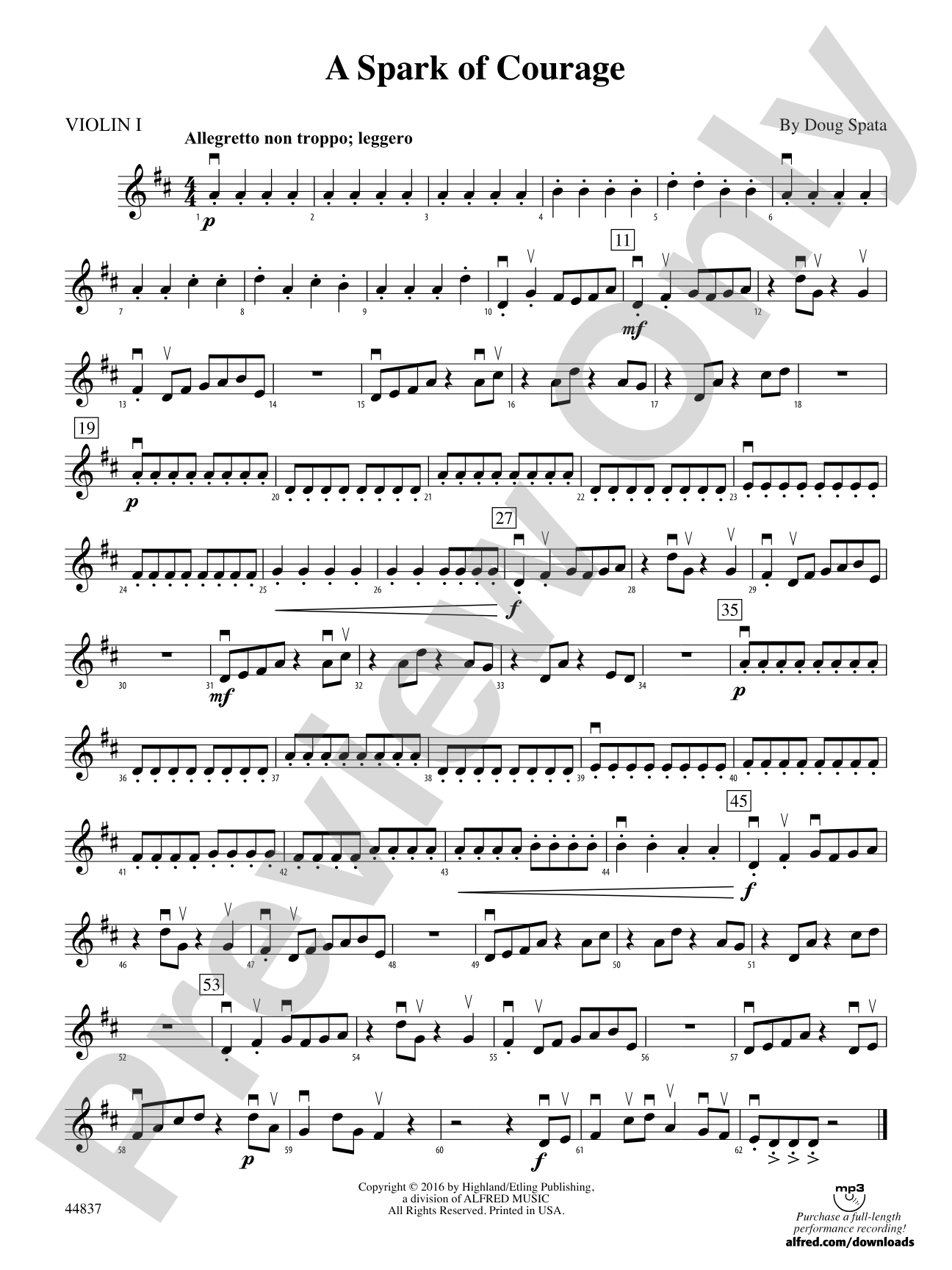 A Spark of Courage: 1st Violin