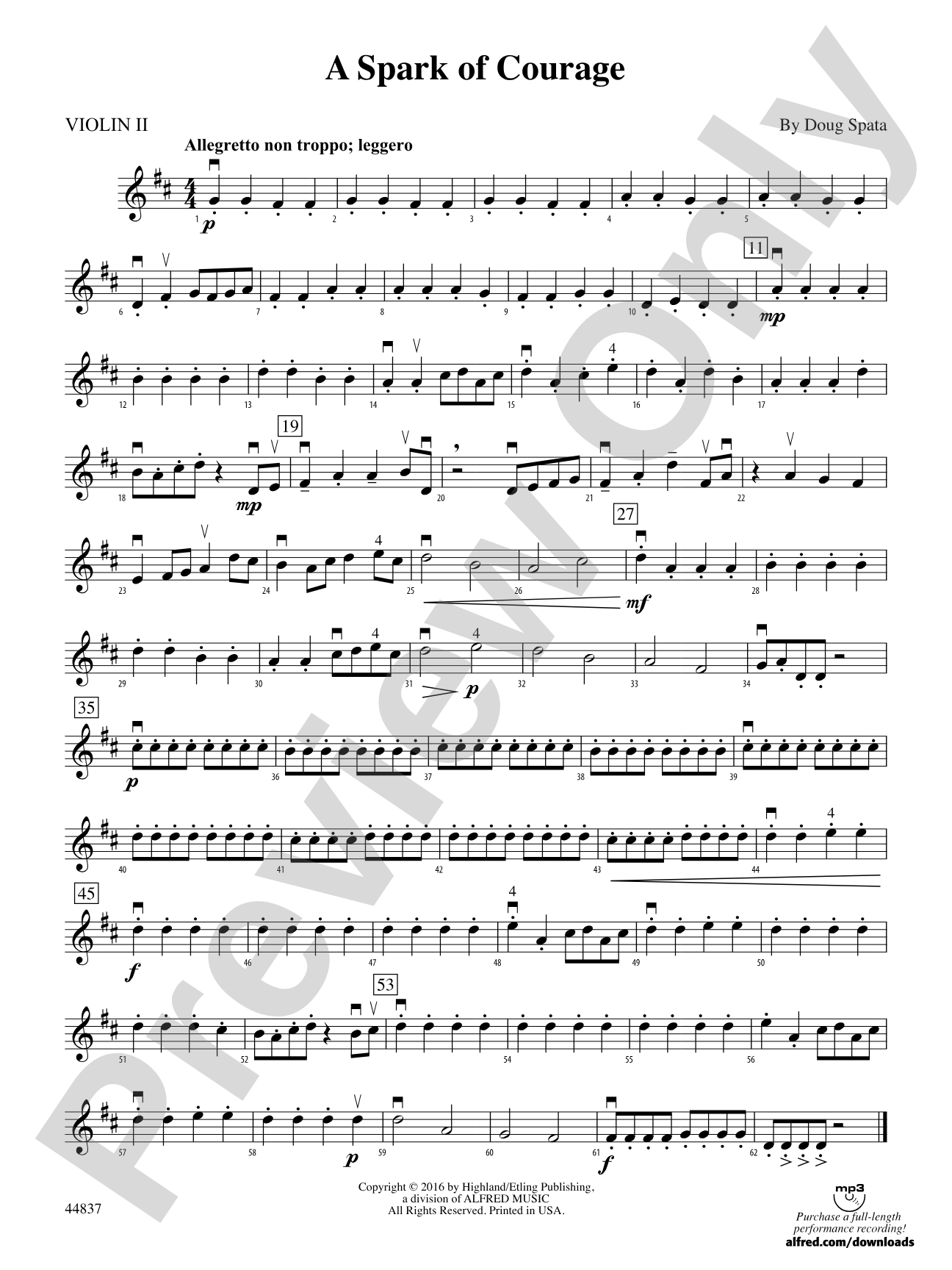 A Spark of Courage: 2nd Violin