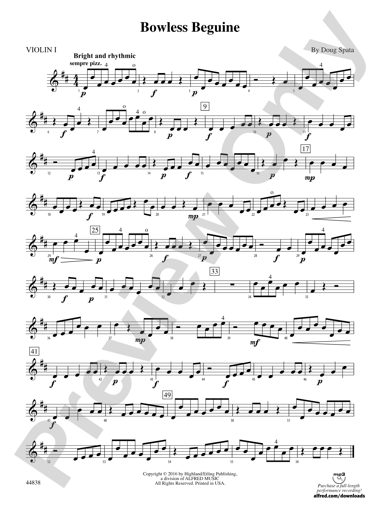 Bowless Beguine: 1st Violin
