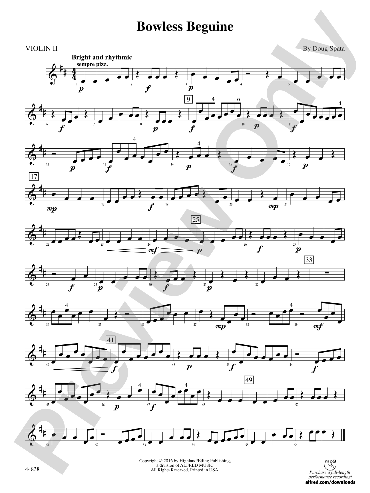 Bowless Beguine: 2nd Violin