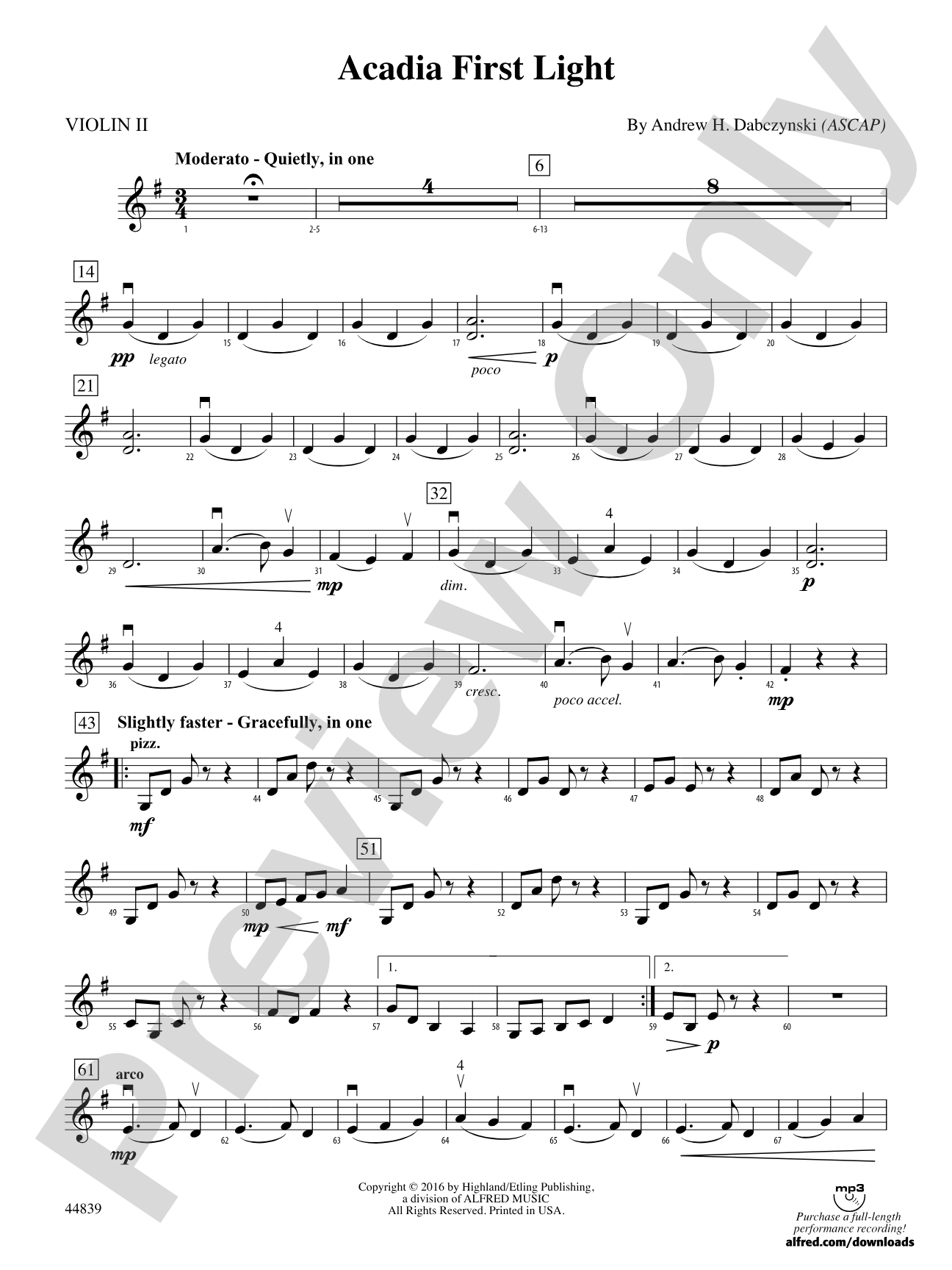 Acadia First Light: 2nd Violin