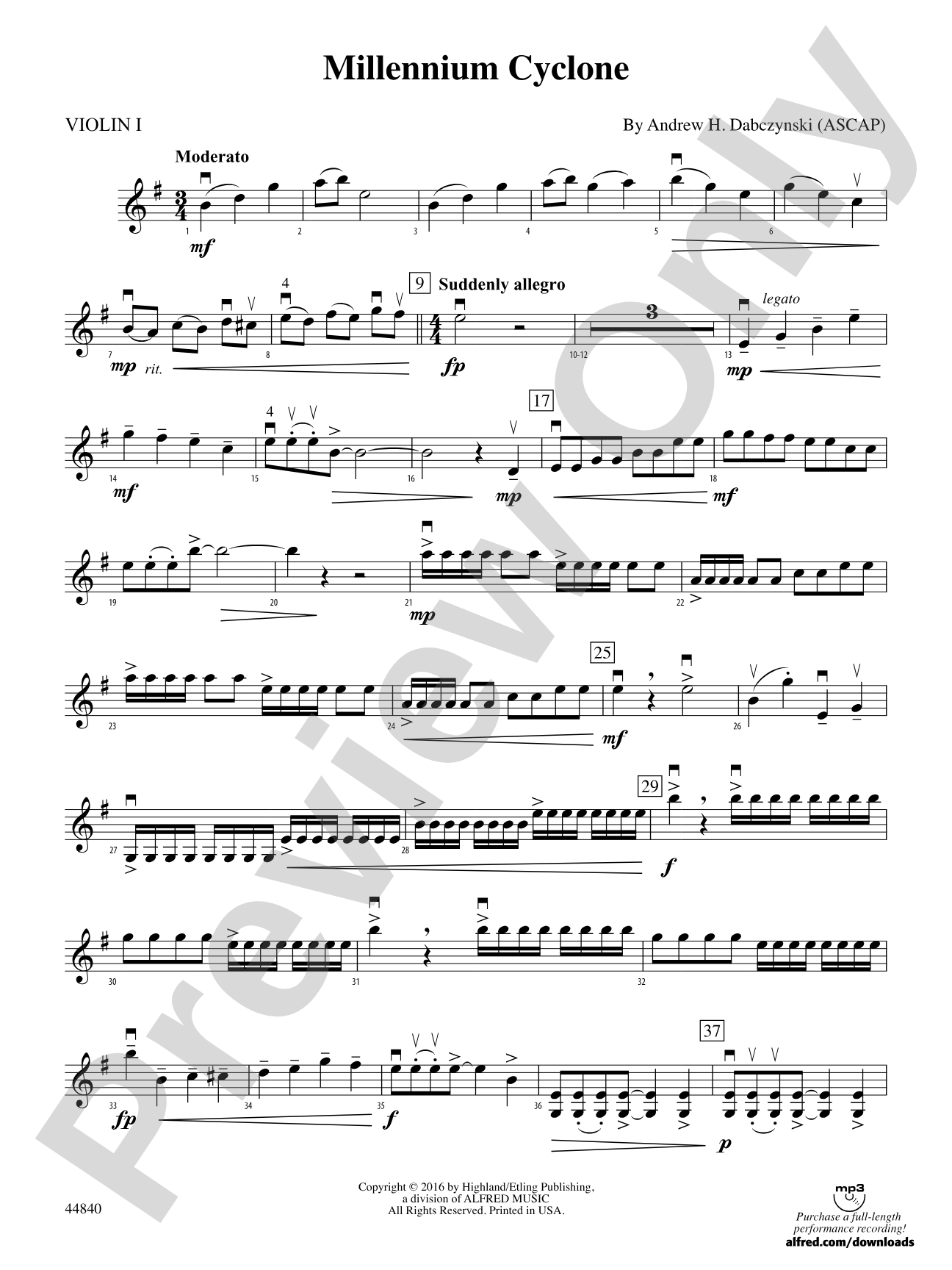 Millennium Cyclone: 1st Violin