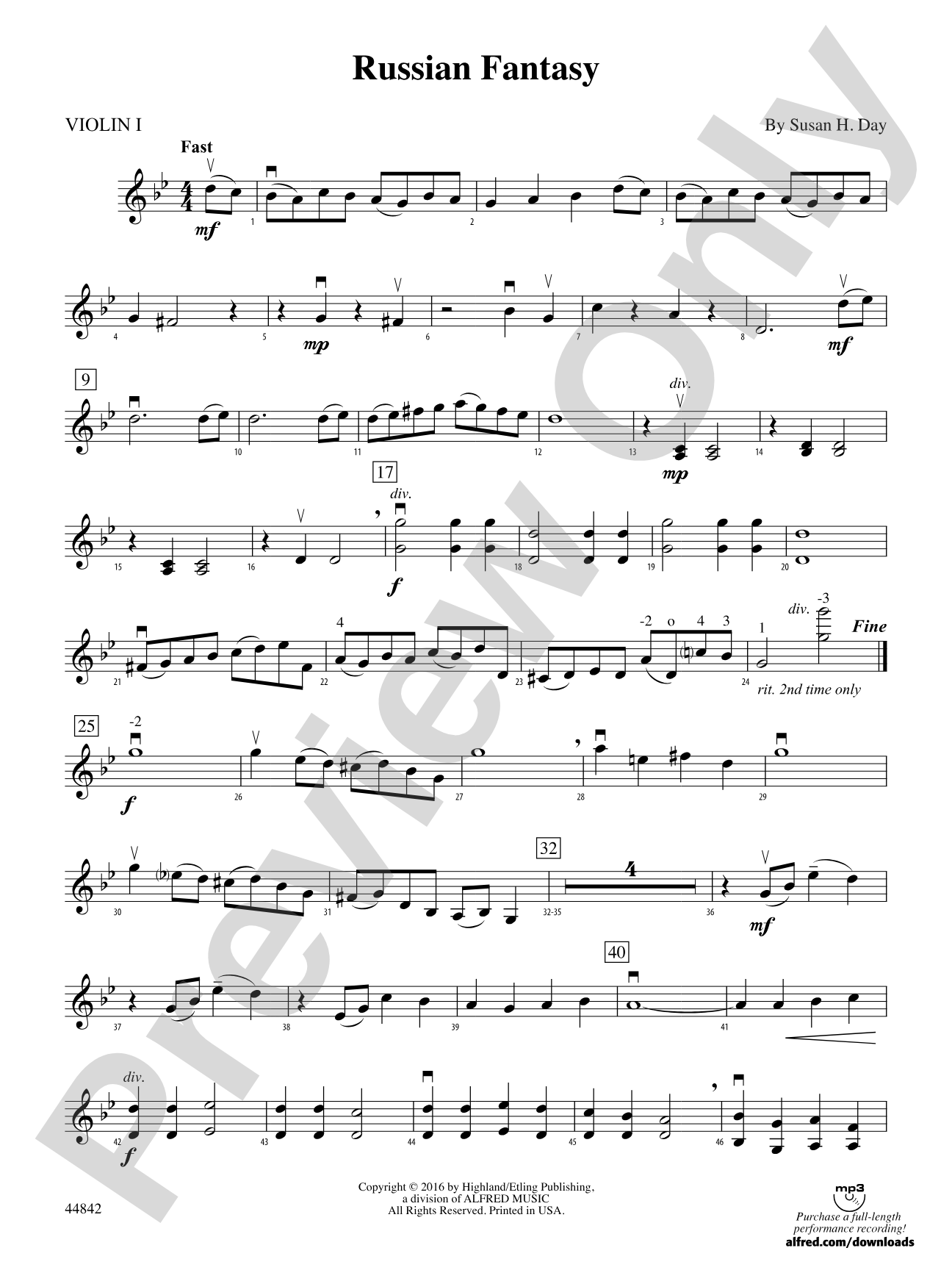 Russian Fantasy: 1st Violin