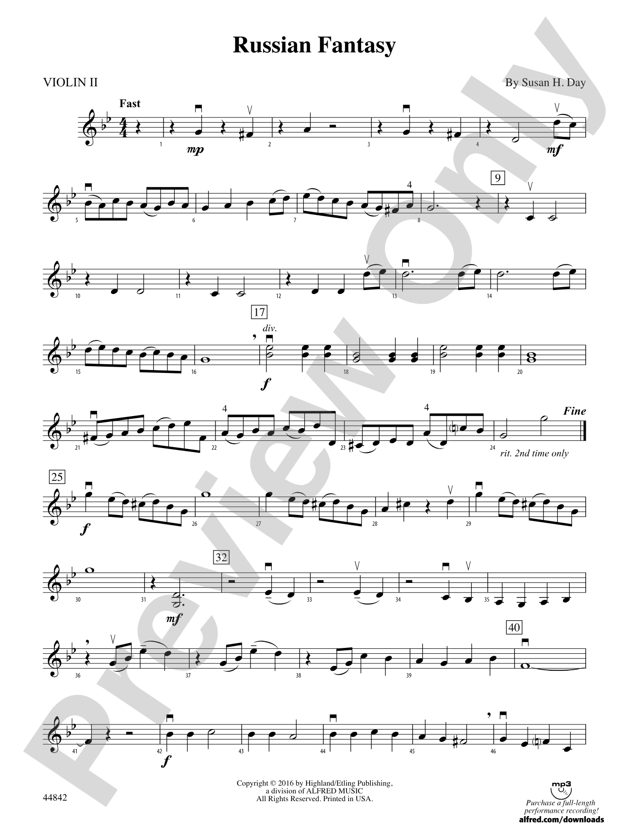 Russian Fantasy: 2nd Violin