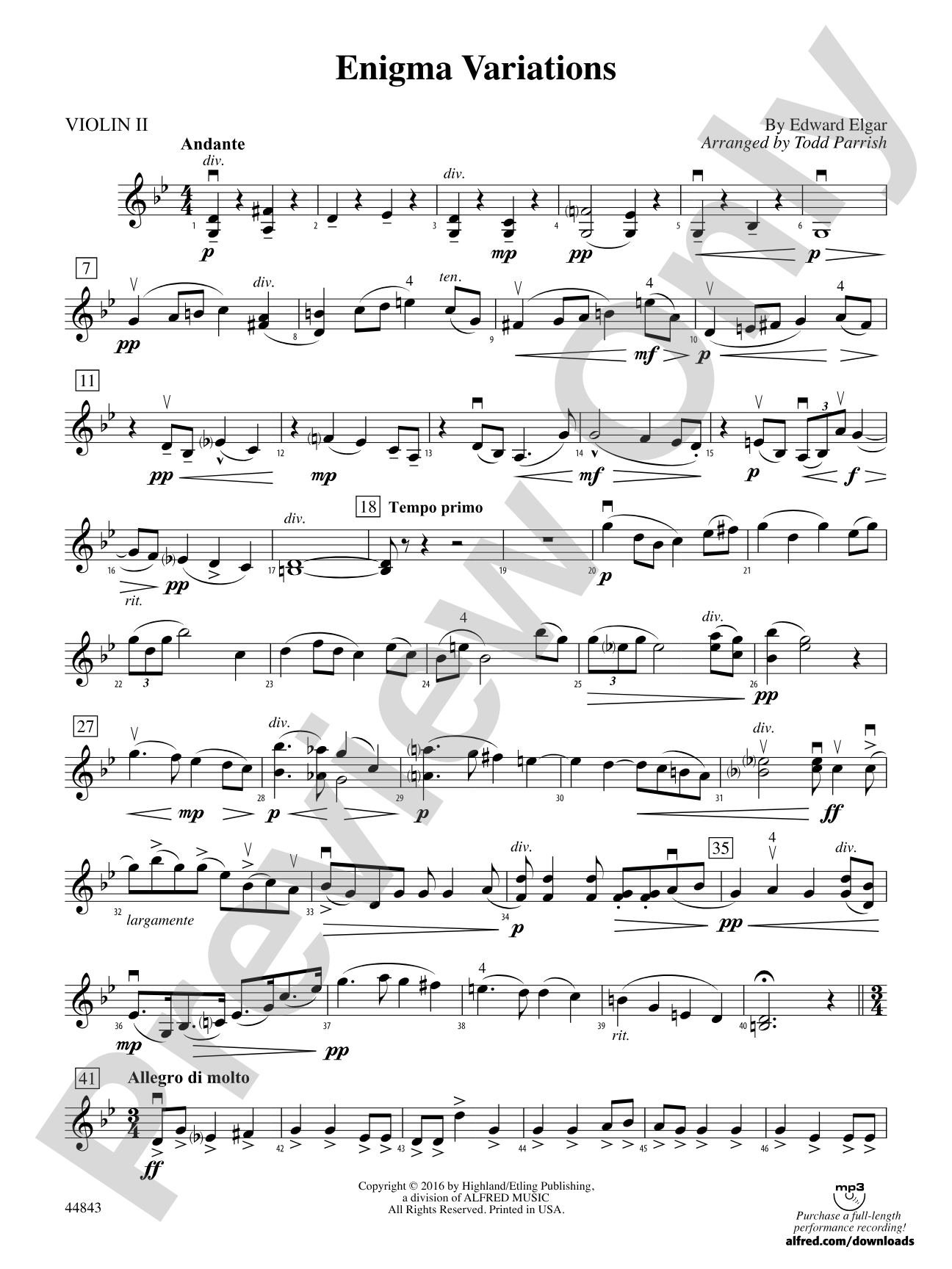 Enigma Variations: 2nd Violin