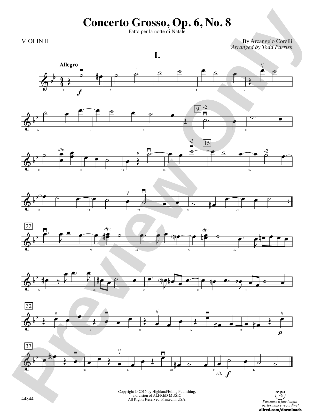 Concerto Grosso, Op. 6, No. 8: 2nd Violin