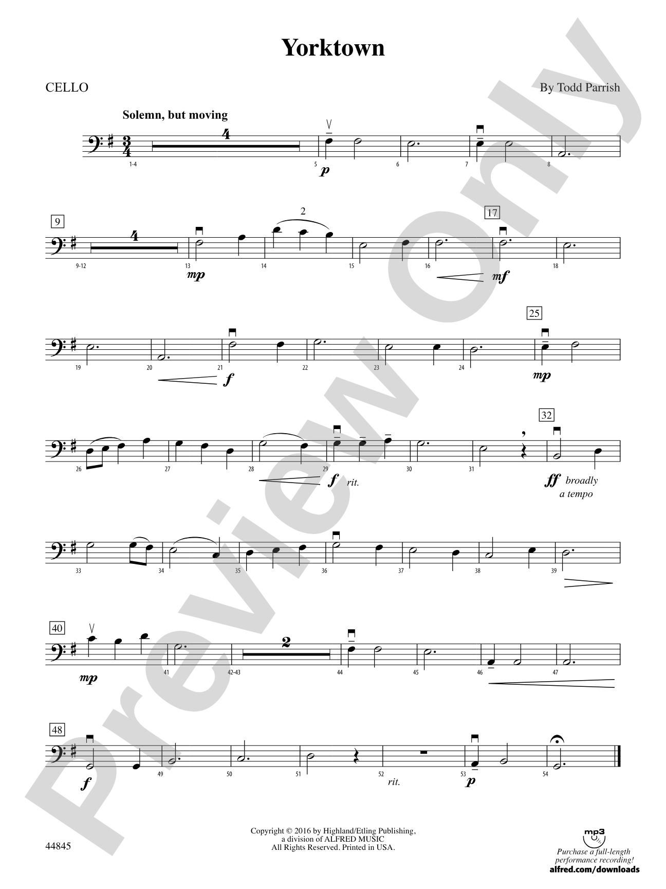 Yorktown: Cello