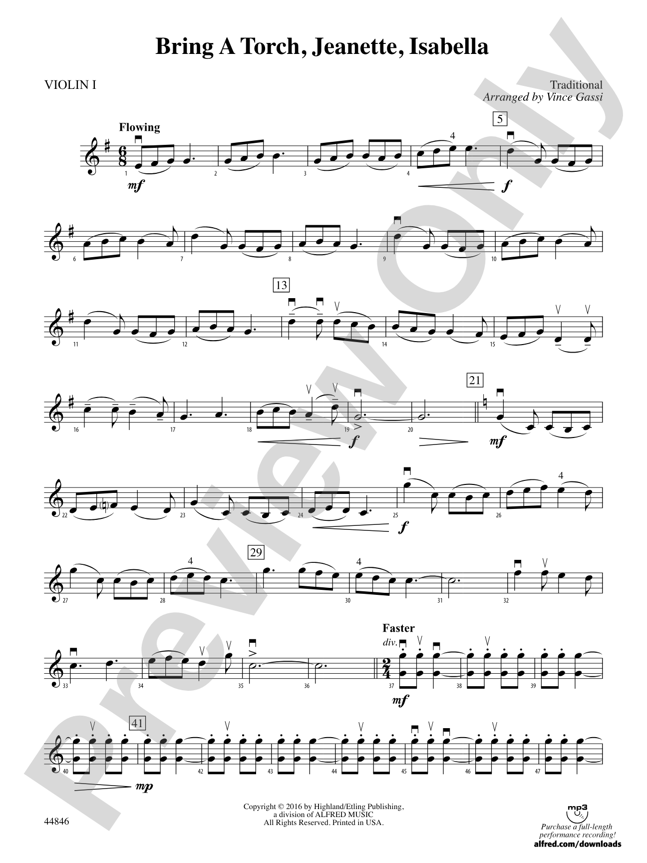 Bring a Torch, Jeanette, Isabella: 1st Violin
