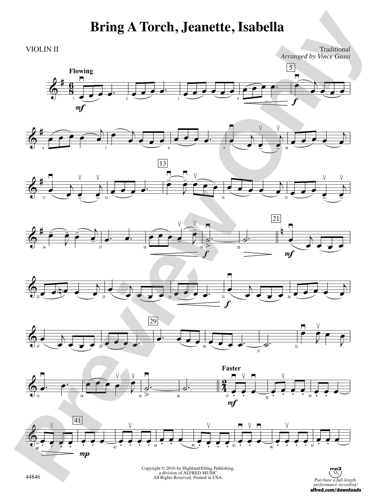 Bring a Torch, Jeanette, Isabella: 2nd Violin
