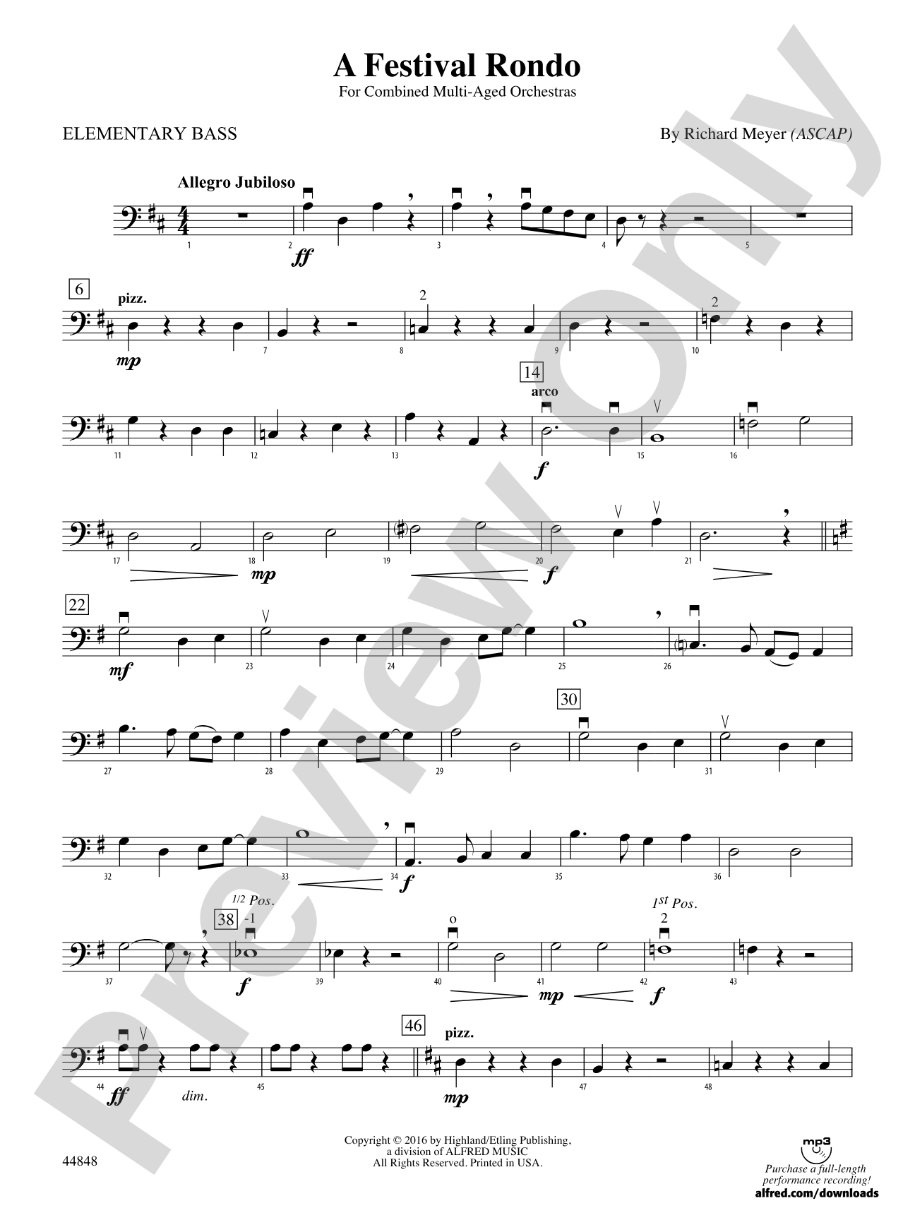 A Festival Rondo: Elementary Bass