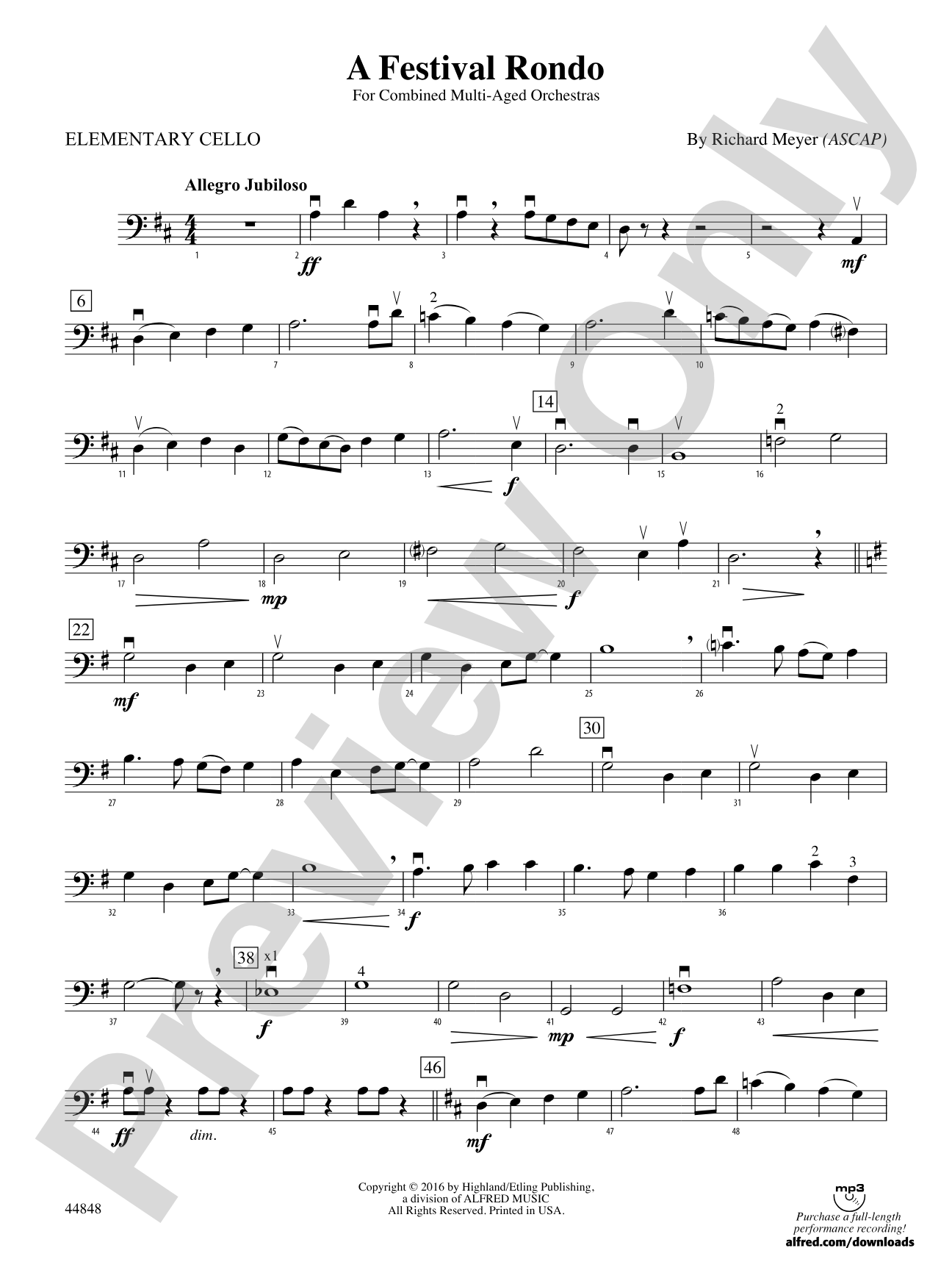 A Festival Rondo: Elementary Cello
