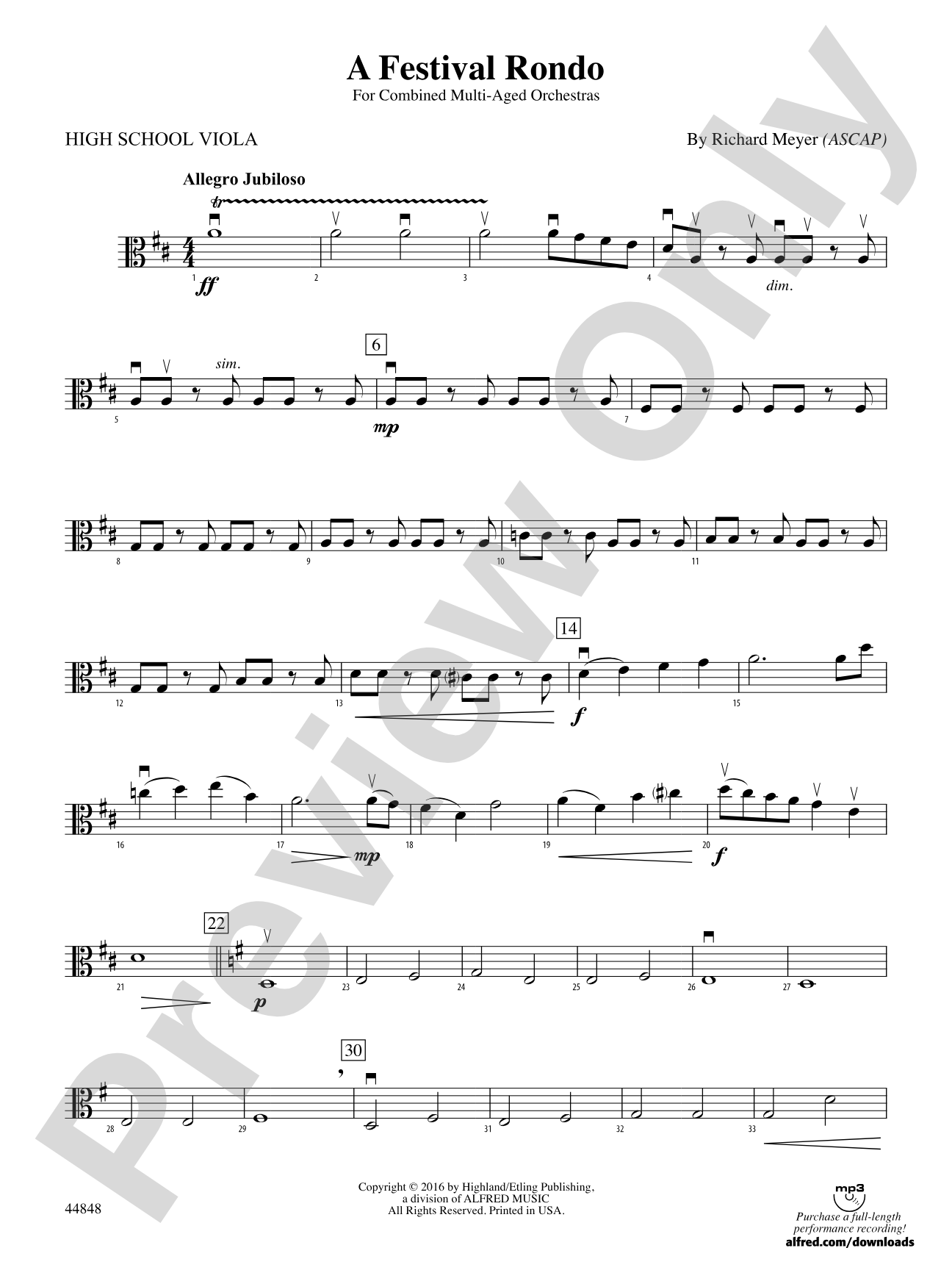 A Festival Rondo: High School Viola