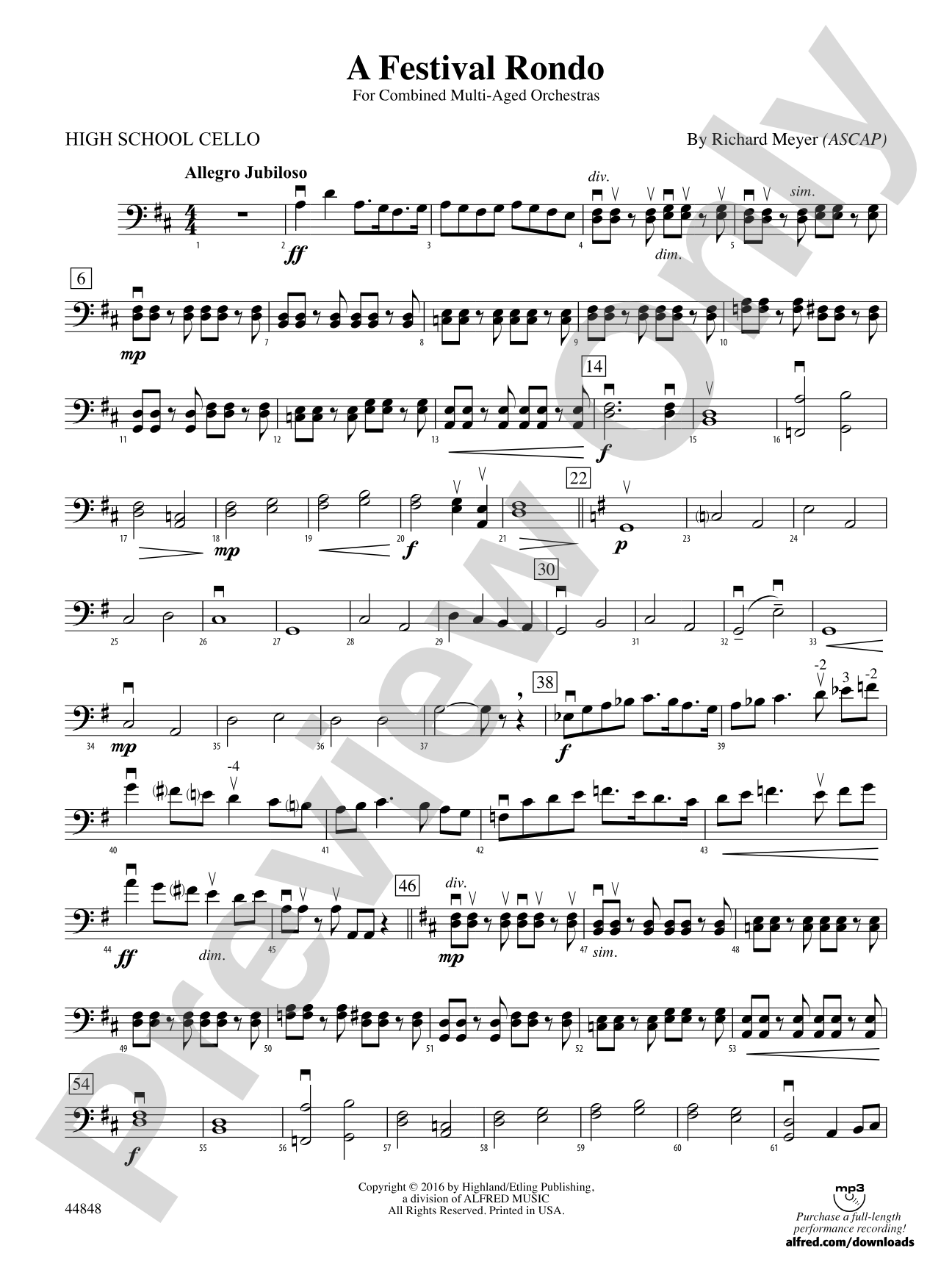 A Festival Rondo: High School Cello