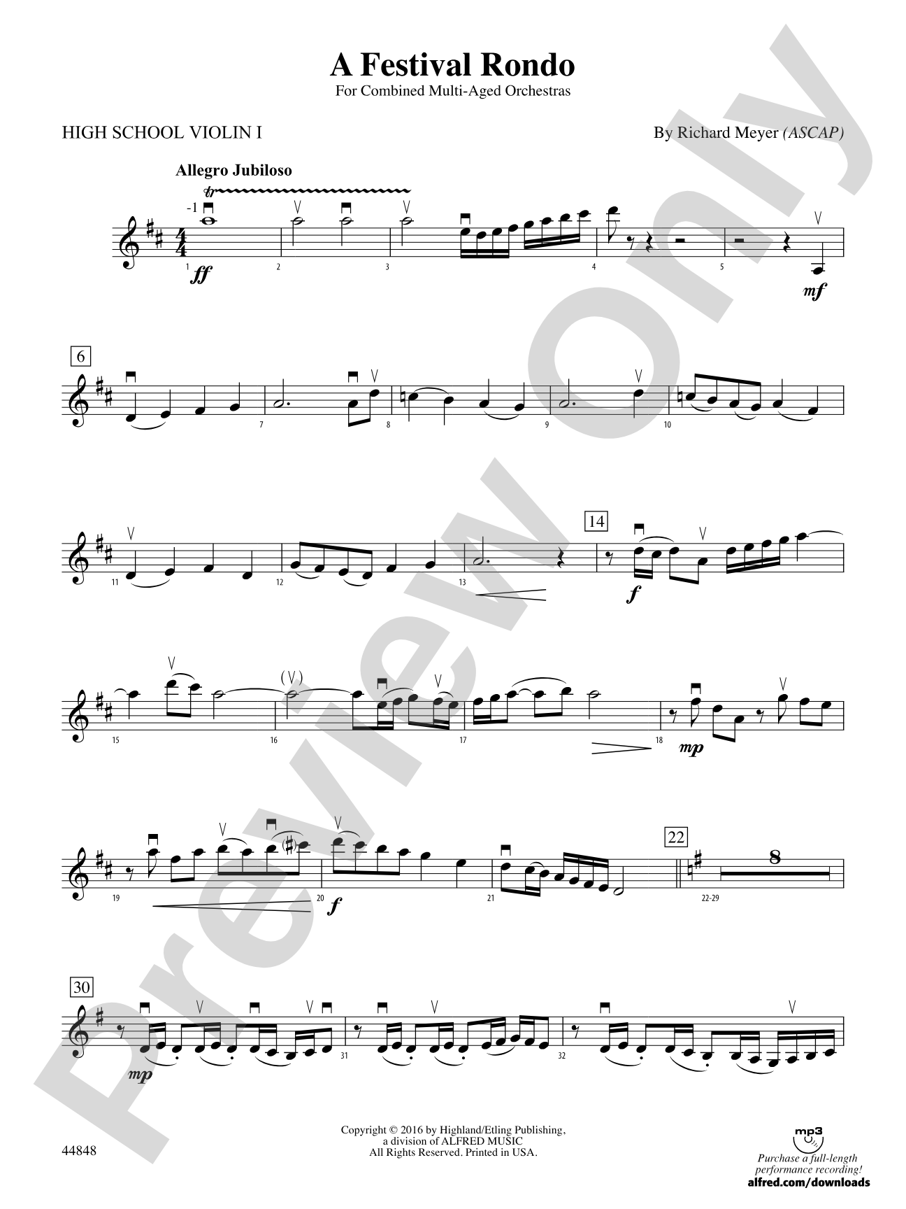 A Festival Rondo: High School Violin 1