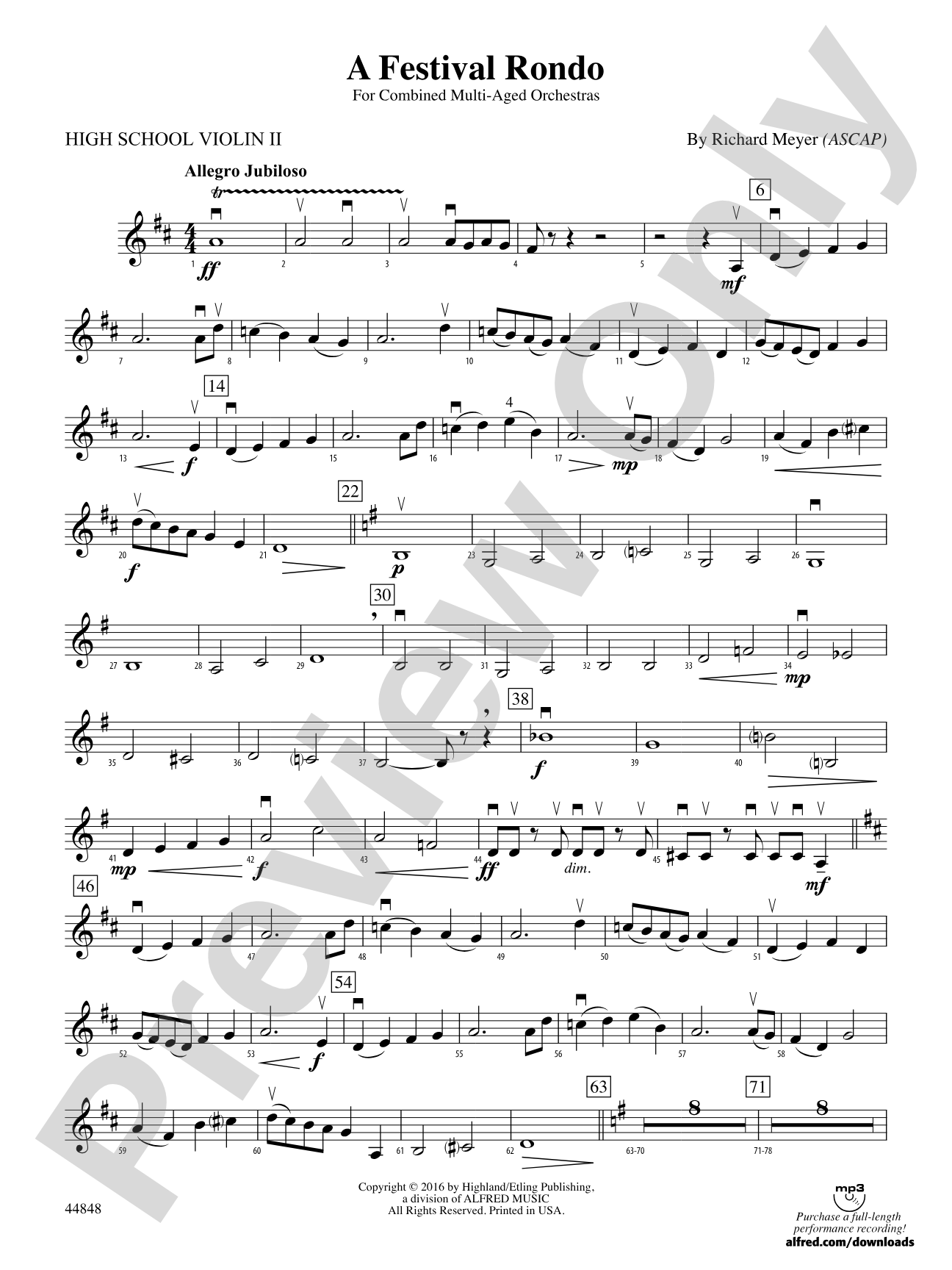 A Festival Rondo: High School Violin 2