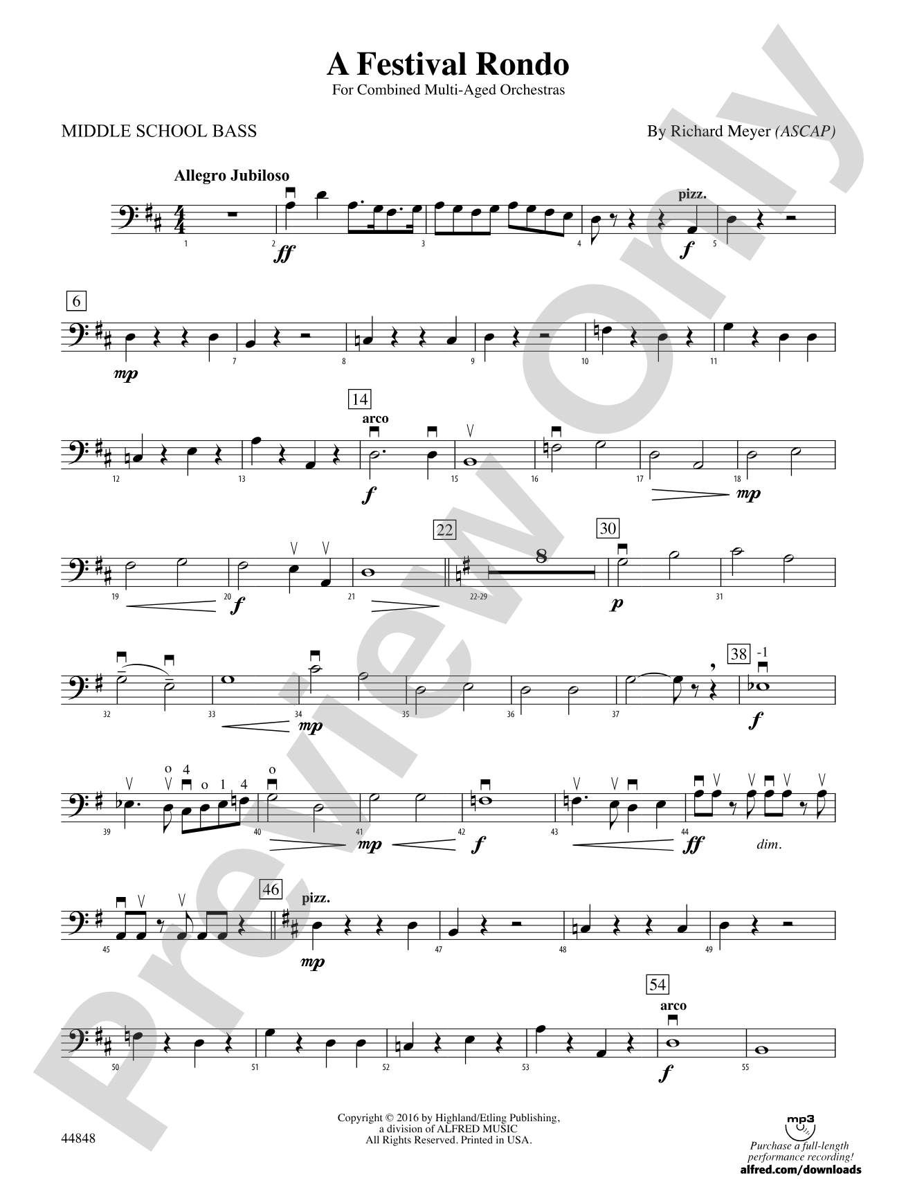 A Festival Rondo: Middle School Bass