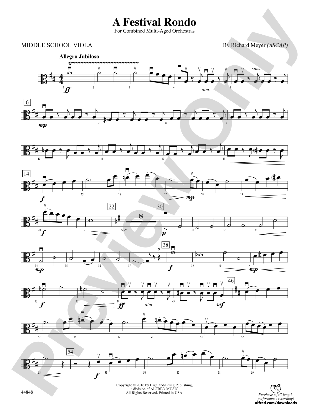 A Festival Rondo: Middle School Viola