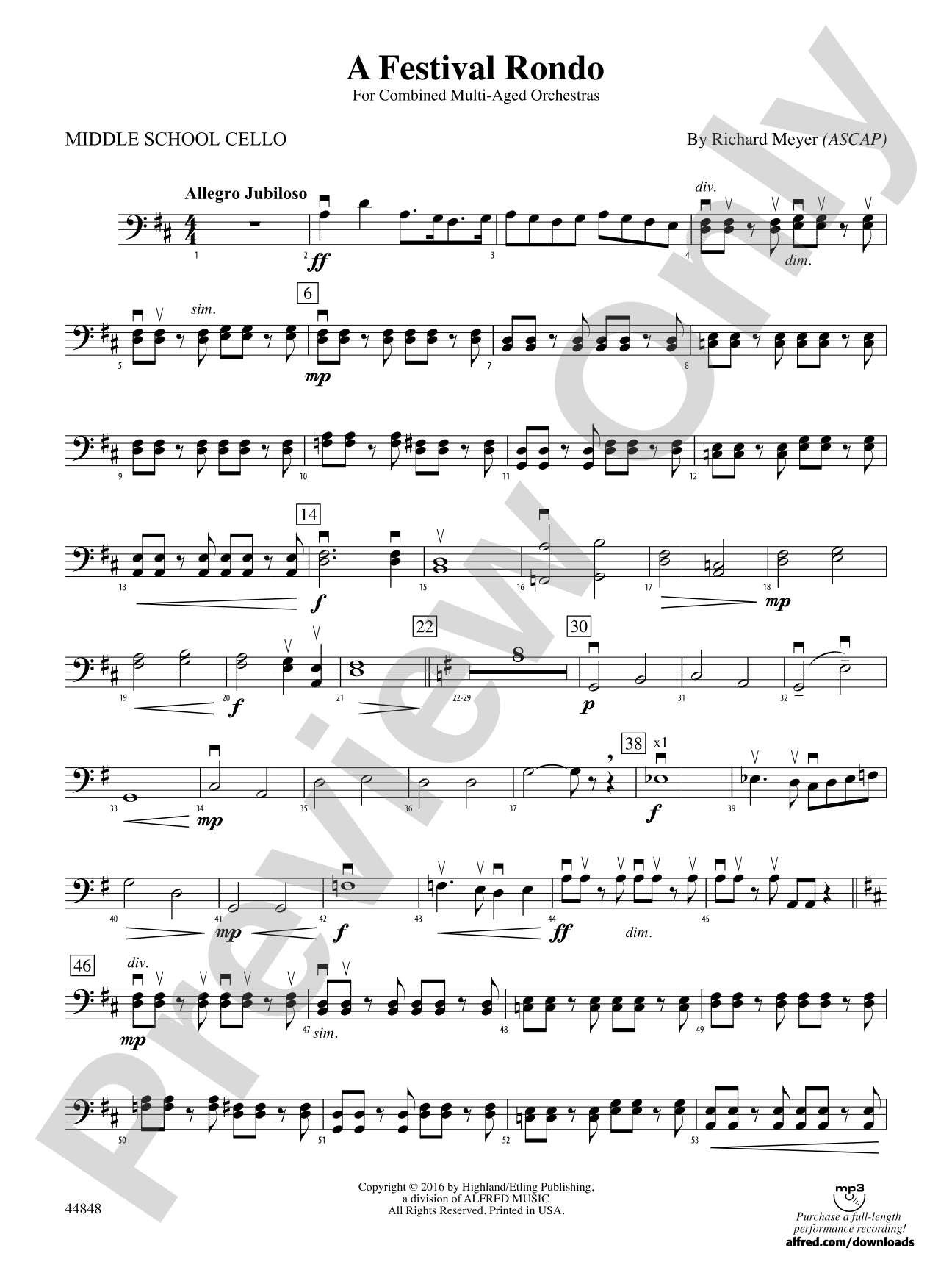 A Festival Rondo: Middle School Cello