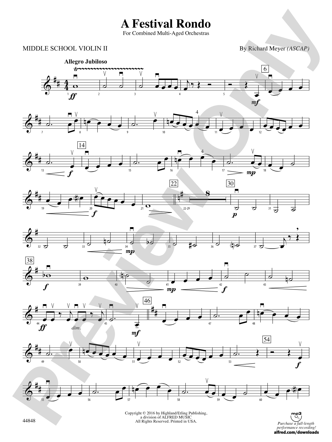 A Festival Rondo: Middle School Violin 2