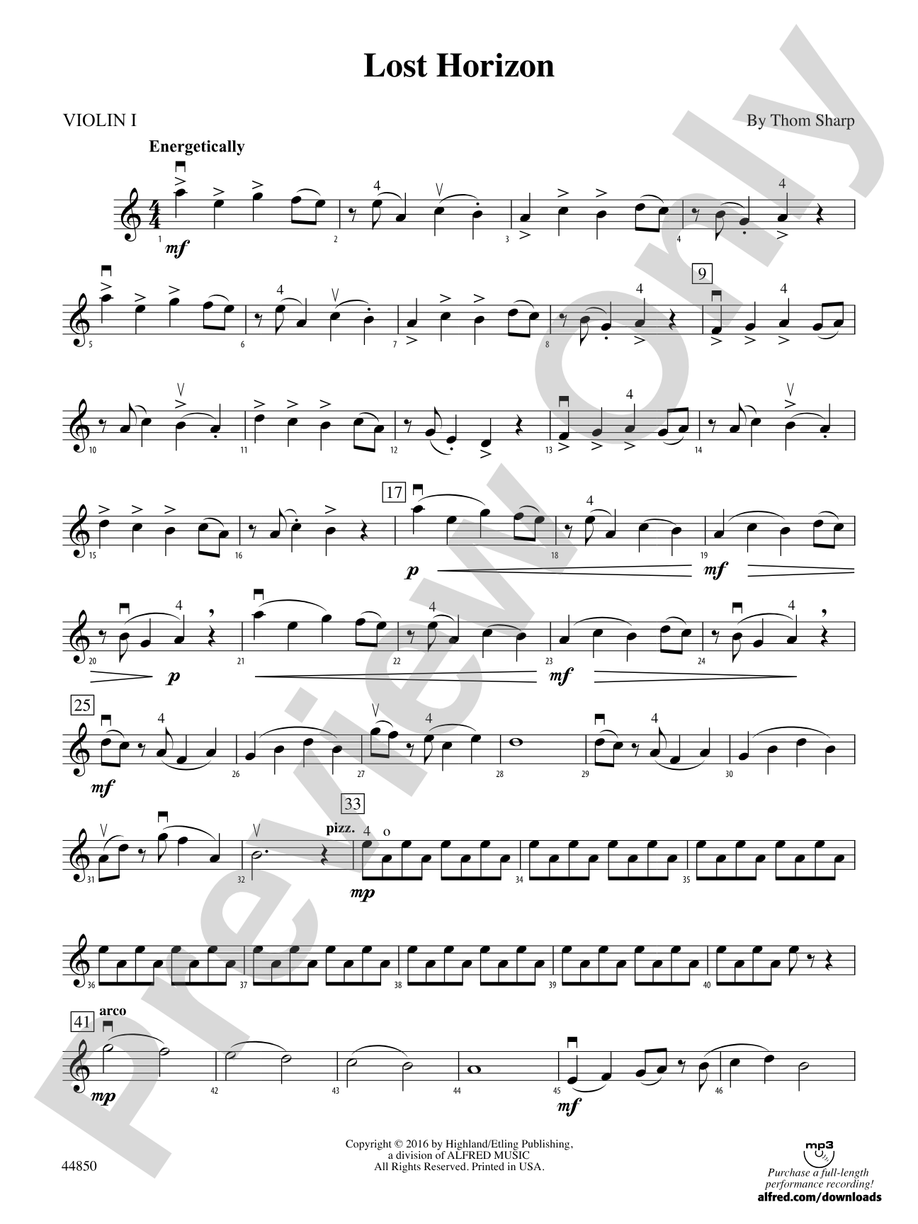 Lost Horizon: 1st Violin