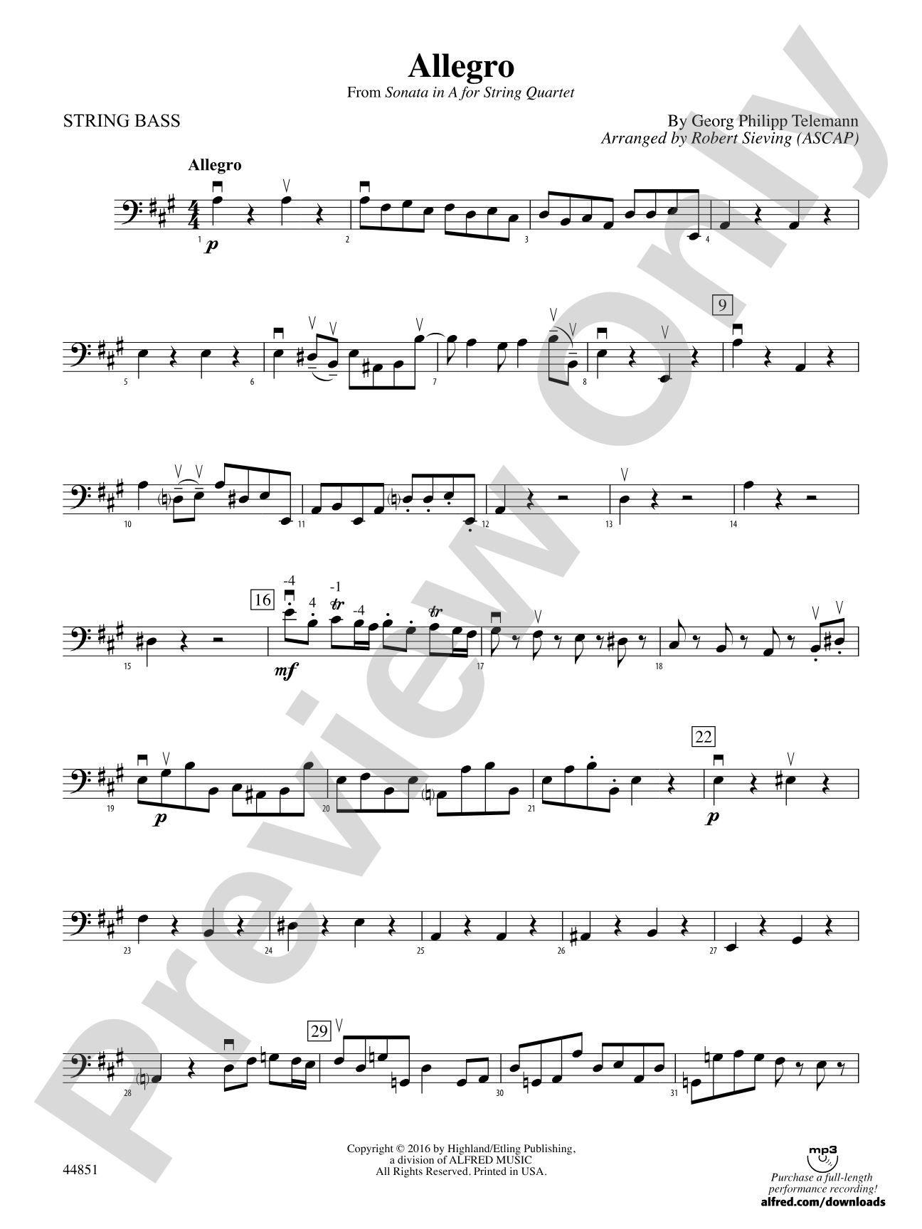 Allegro: String Bass