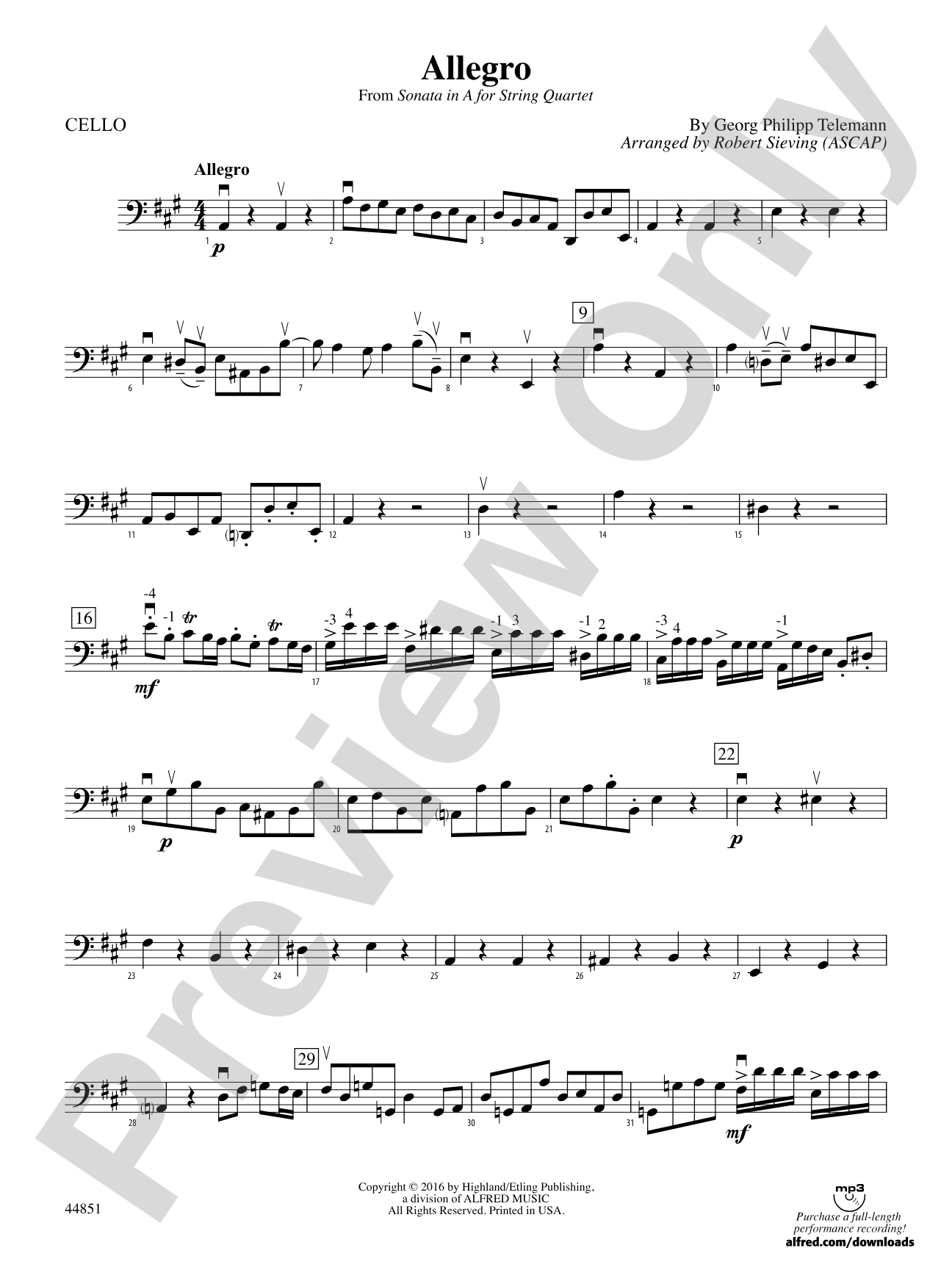 Allegro: Cello