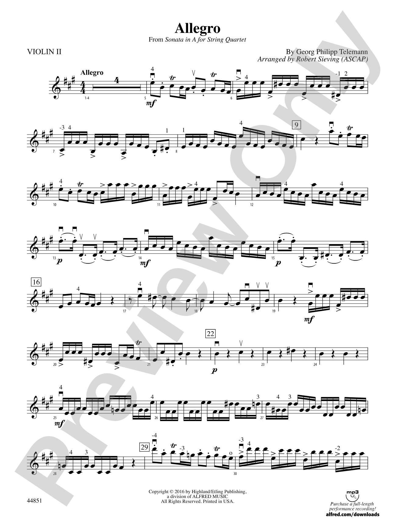 Allegro: 2nd Violin