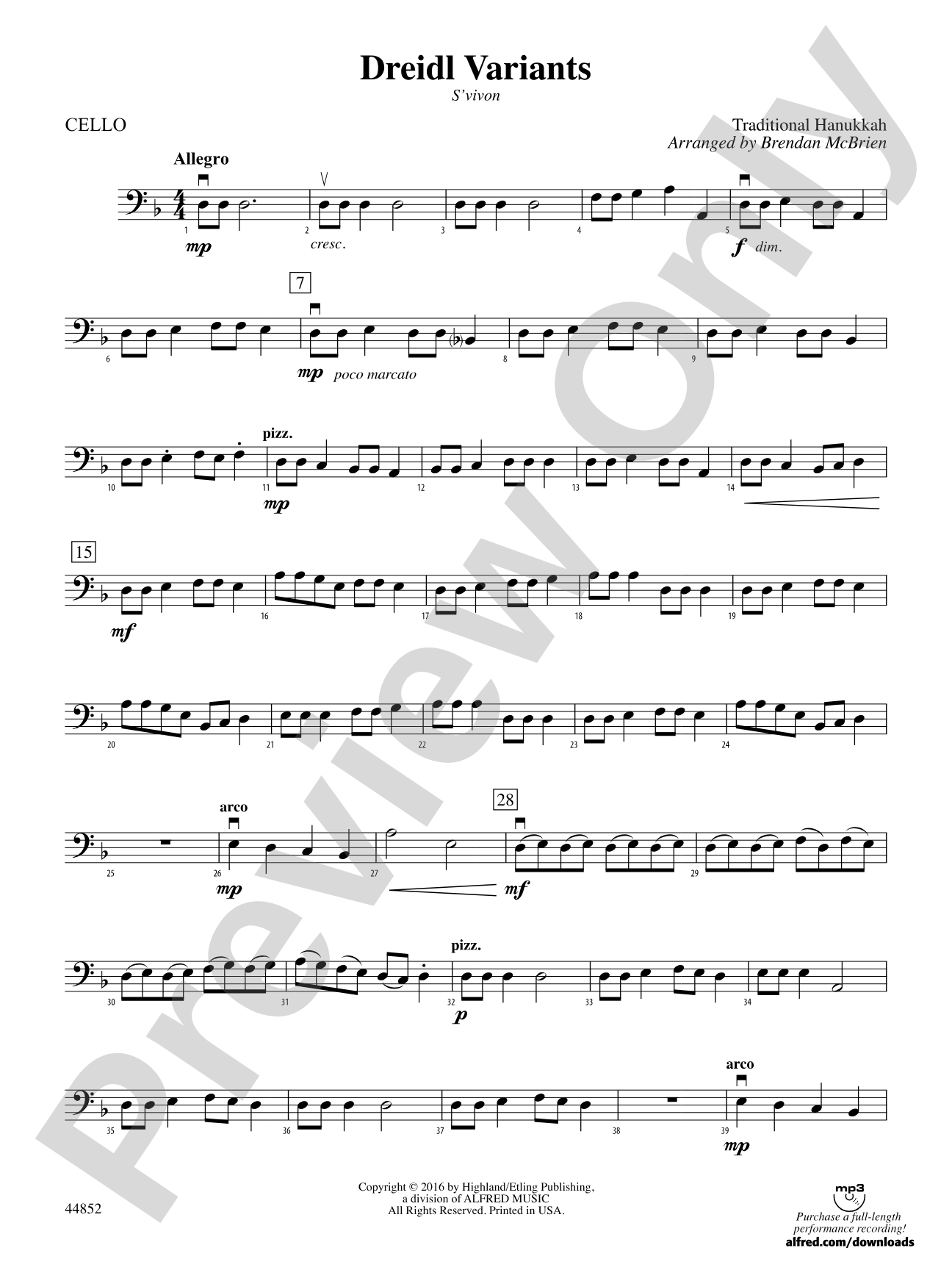 Dreidl Variants: Cello