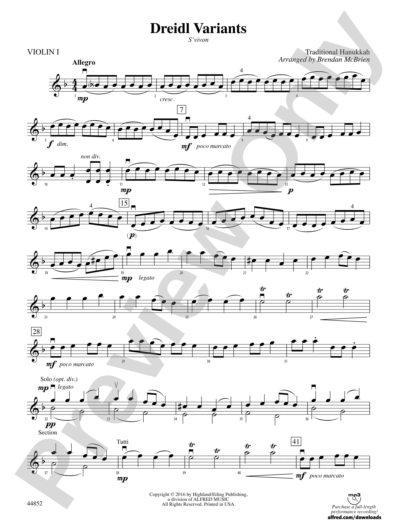 Dreidl Variants: 1st Violin