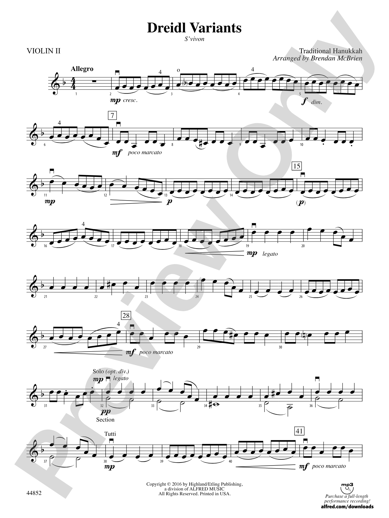 Dreidl Variants: 2nd Violin